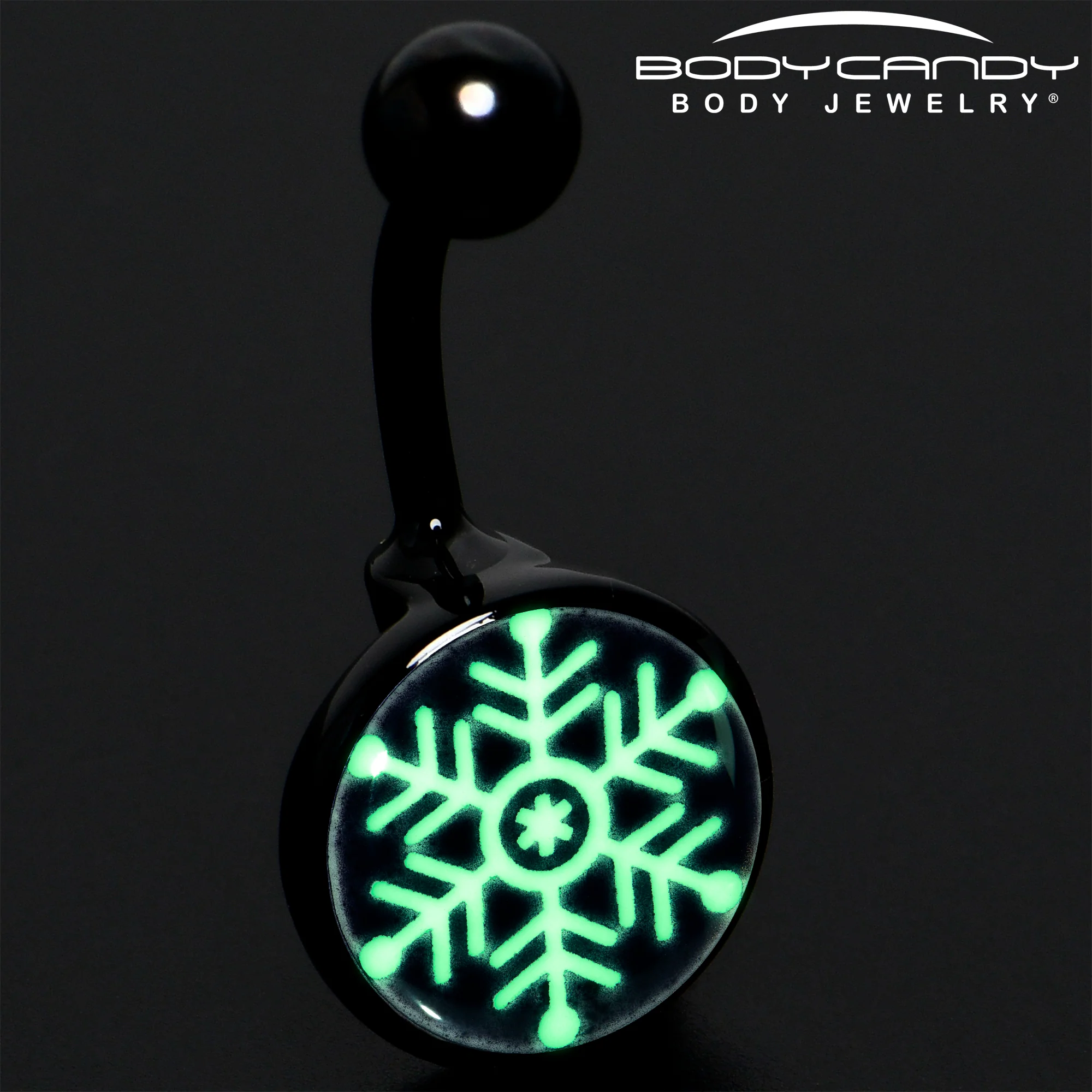 Black Glow in the Dark Holiday Snowflake Belly Ring by Onyx O - Image 2