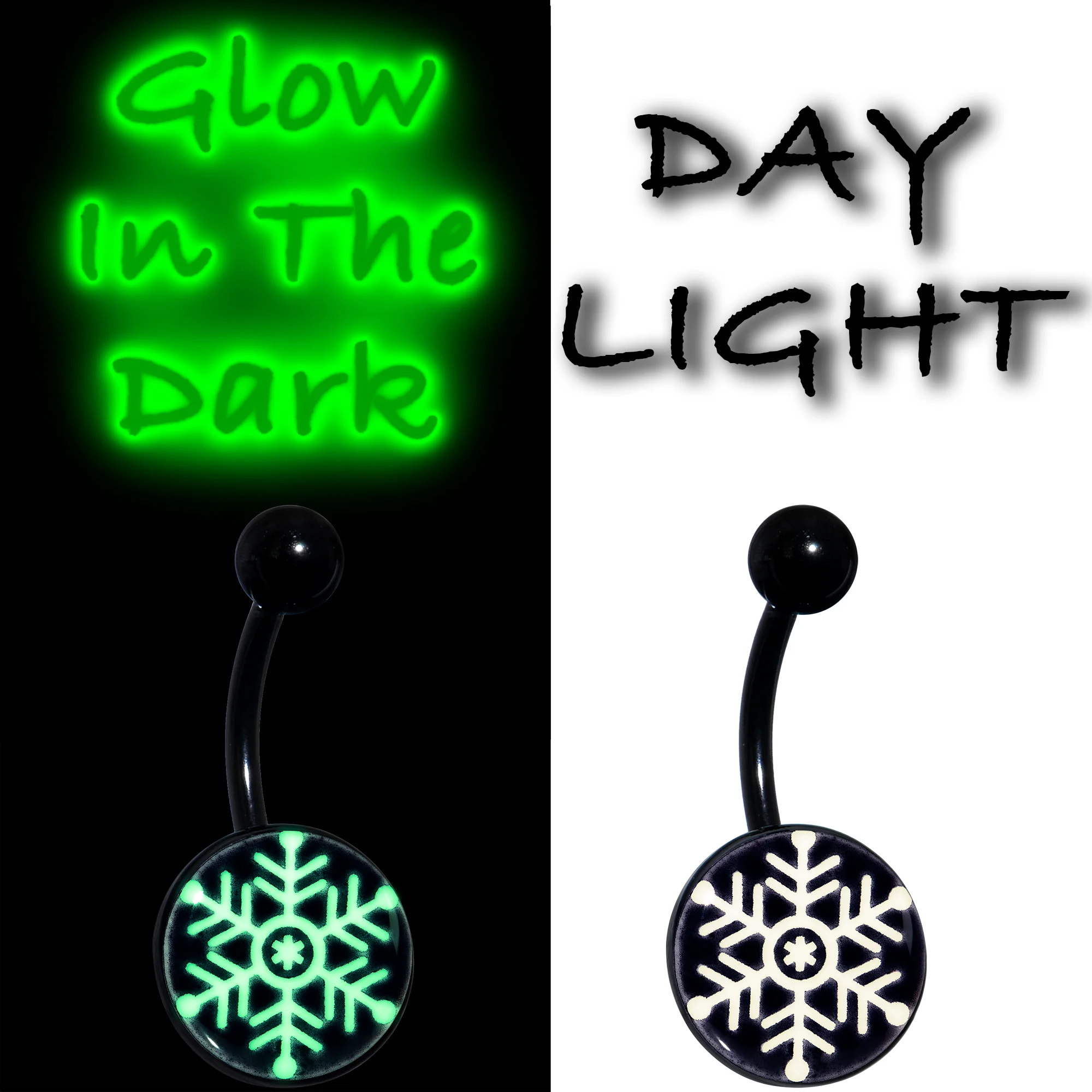 Black Glow in the Dark Holiday Snowflake Belly Ring by Onyx O - Image 3