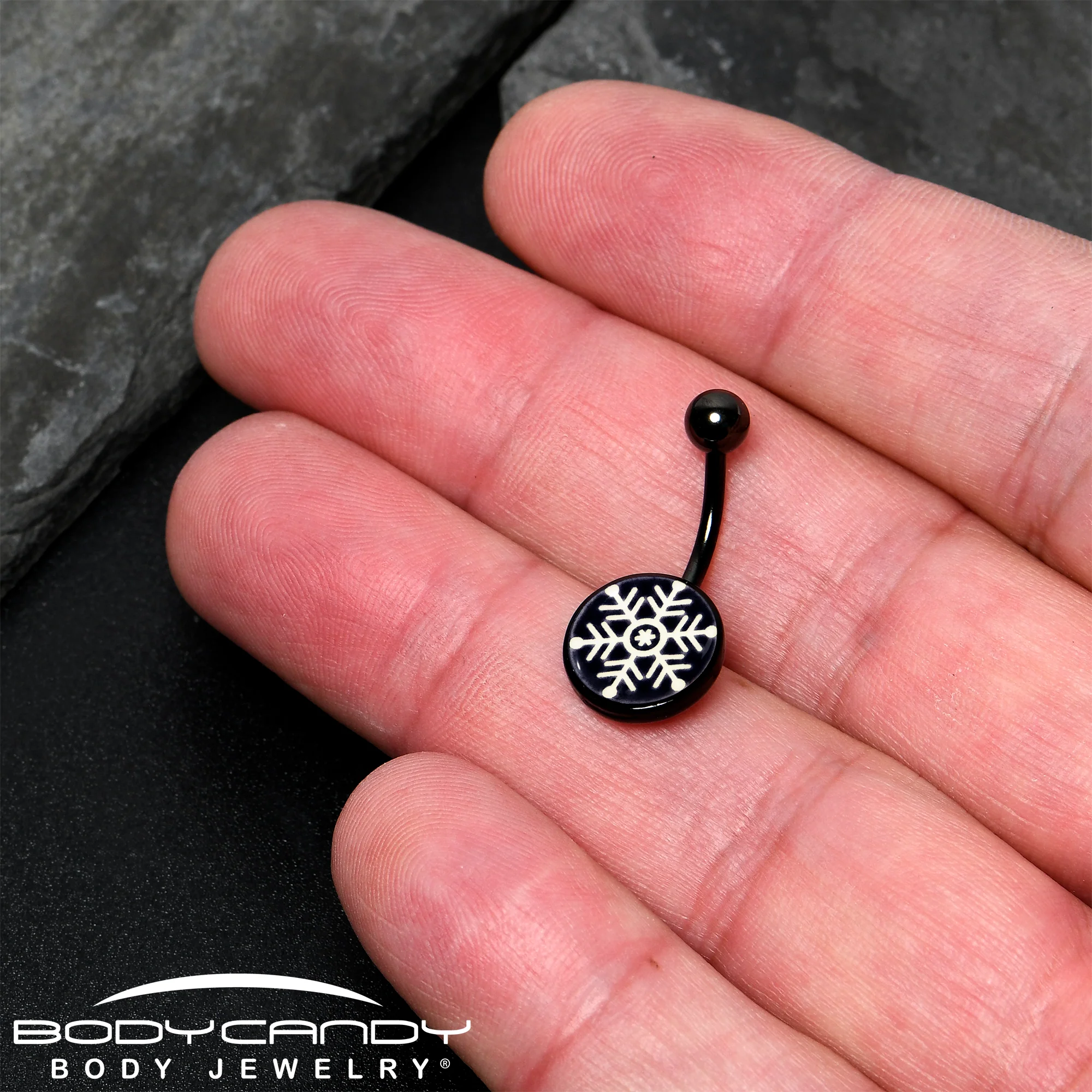 Black Glow in the Dark Holiday Snowflake Belly Ring by Onyx O - Image 4