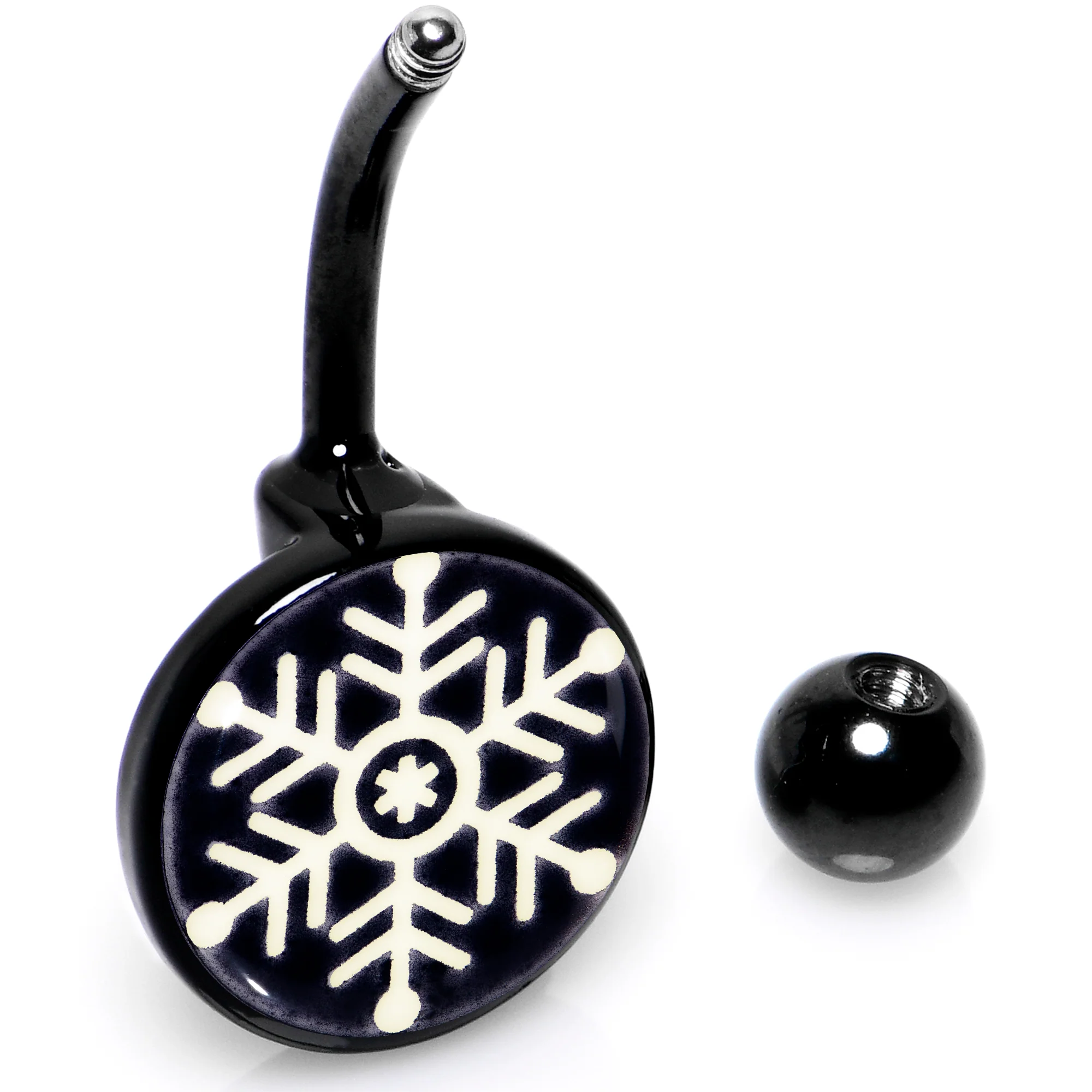 Black Glow in the Dark Holiday Snowflake Belly Ring by Onyx O - Image 6