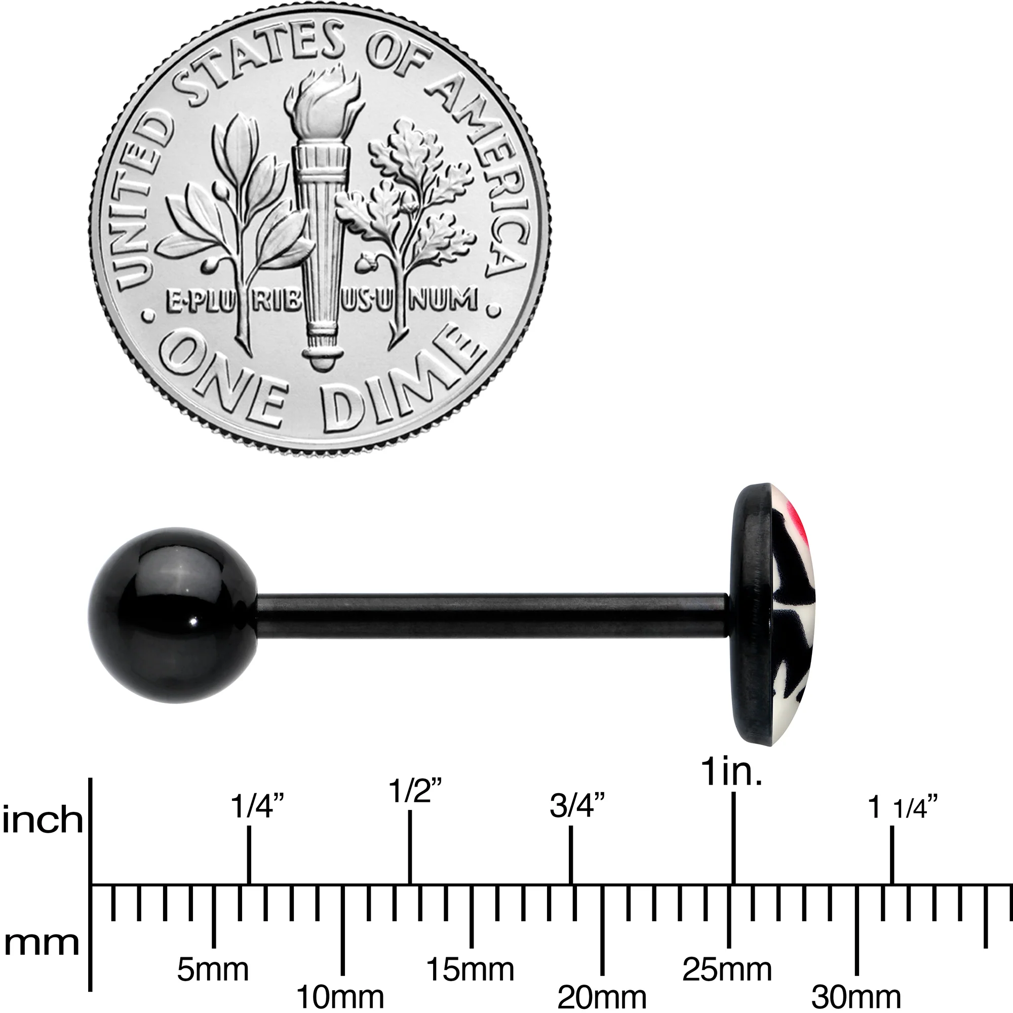 Black Glow in the Dark I Love Me Barbell Tongue Ring by Onyx O - Image 7