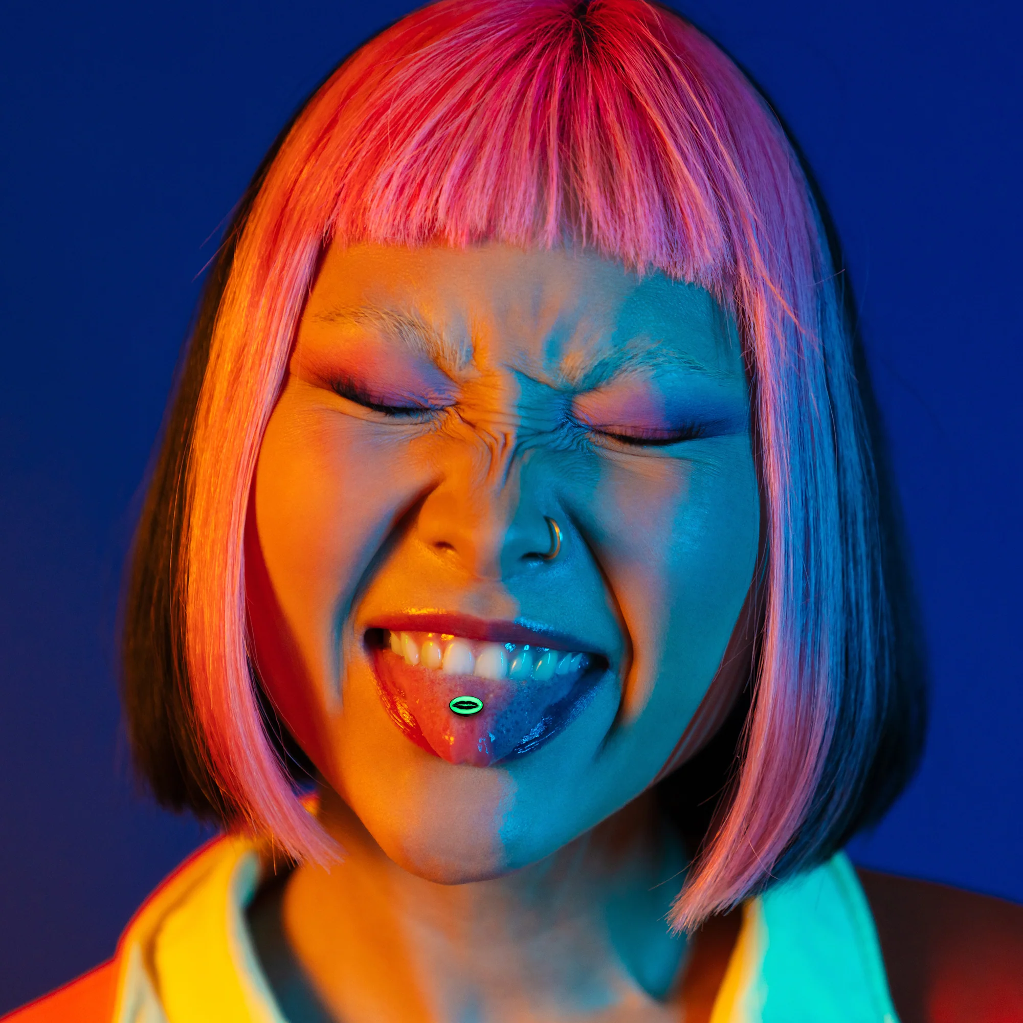 Black Glow in the Dark Lipstick Kiss Mark Barbell Tongue Ring by Onyx O - Image 5