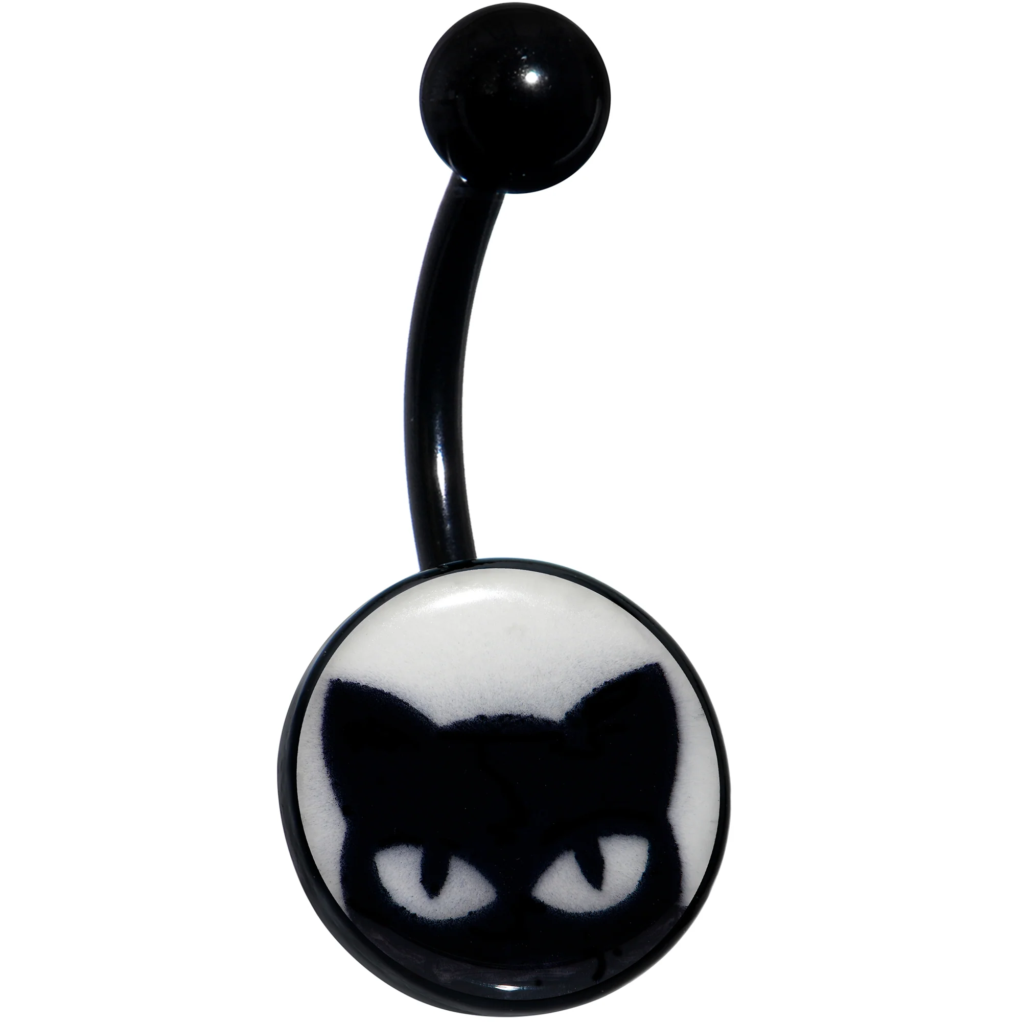 Black Glow in the Dark Peeking Black Cat Belly Ring by Onyx O - Image 5