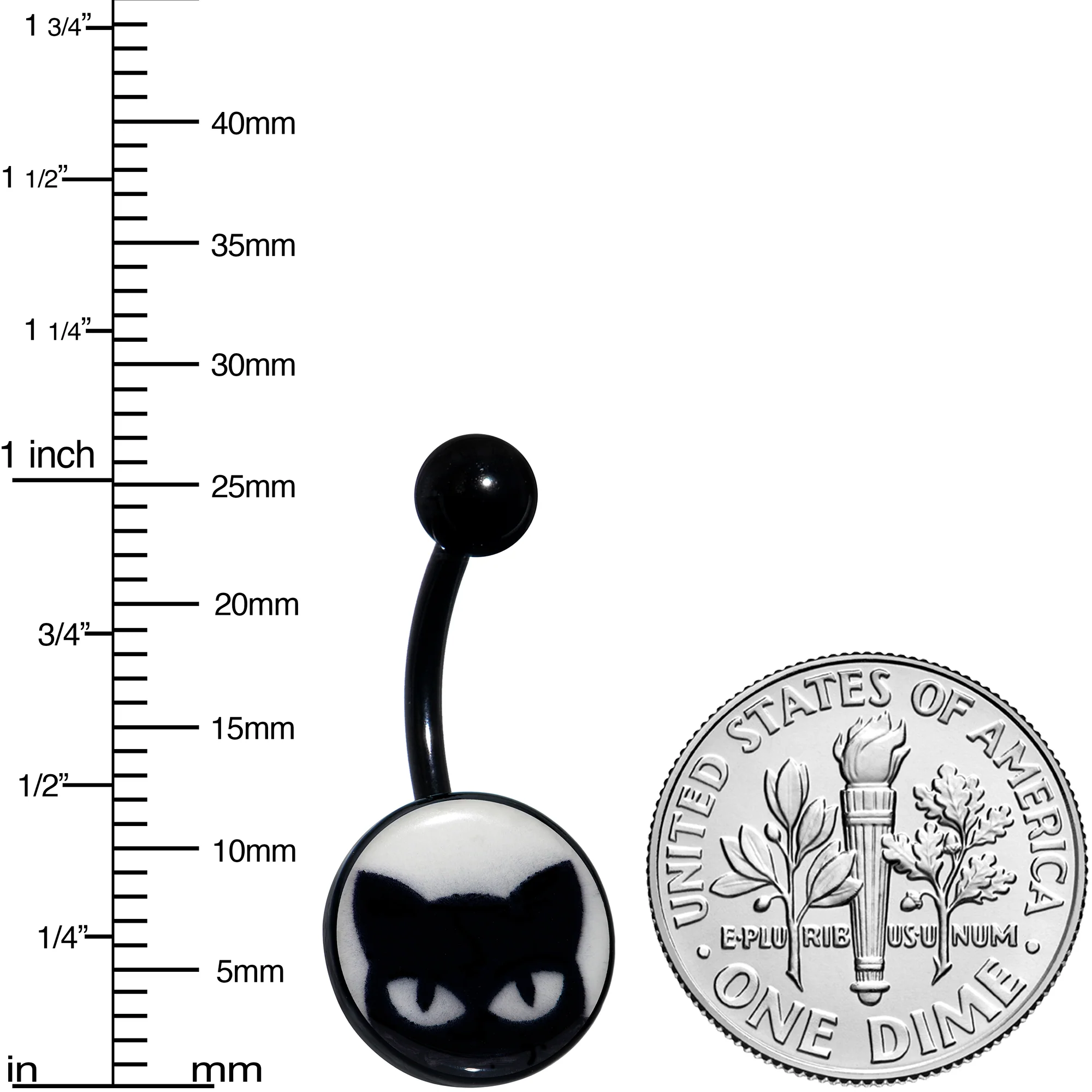 Black Glow in the Dark Peeking Black Cat Belly Ring by Onyx O - Image 6