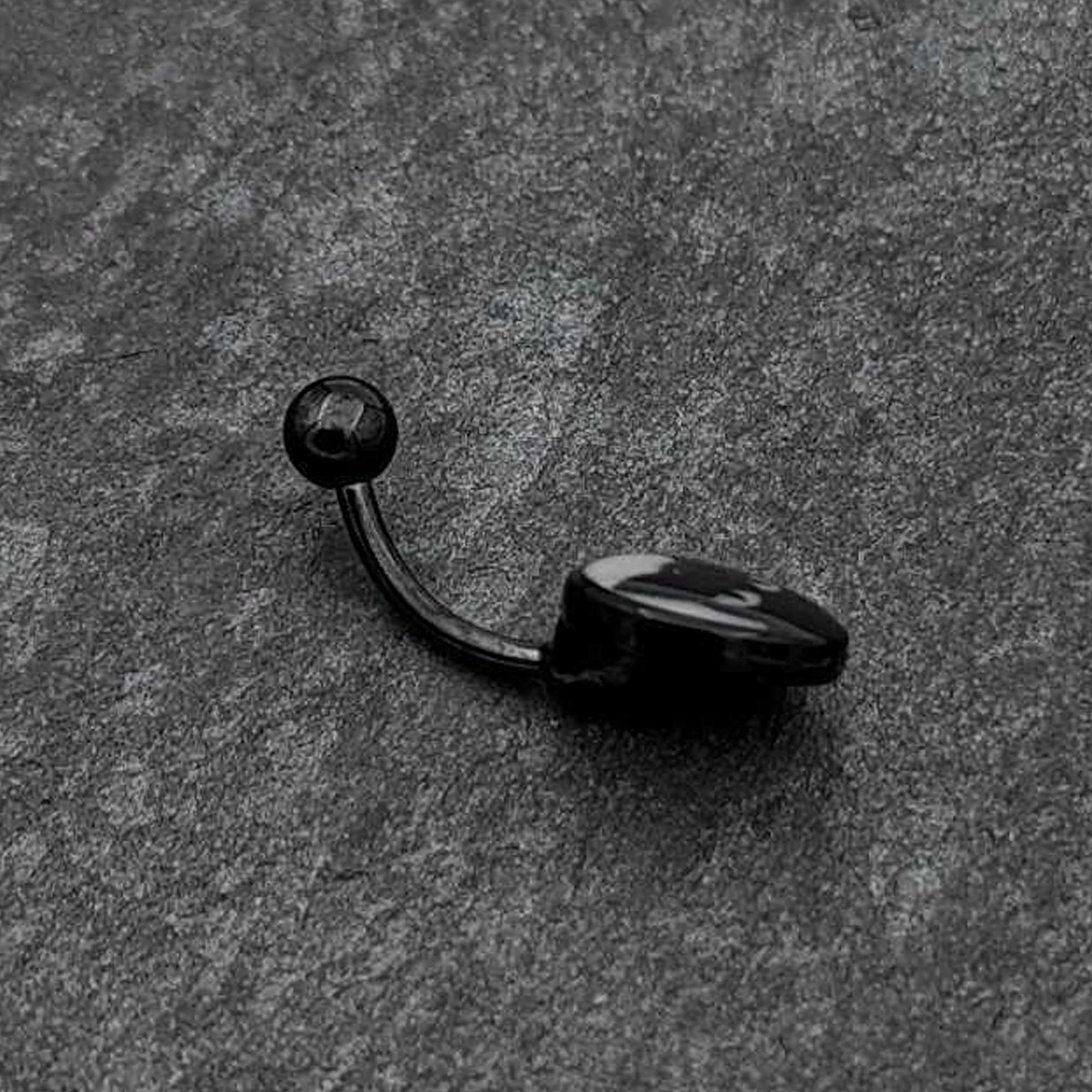 Black Glow in the Dark Peeking Black Cat Belly Ring by Onyx O - Image 9