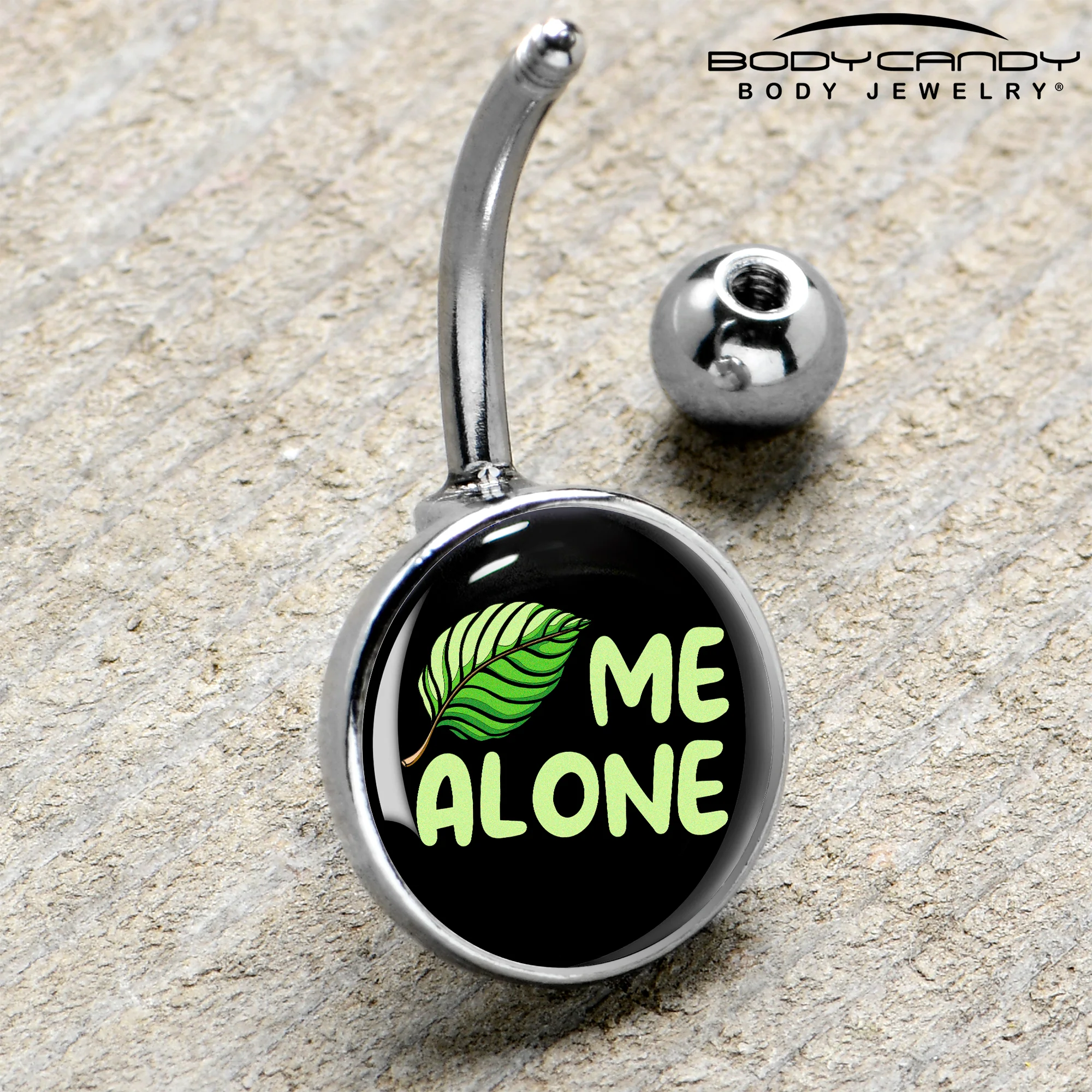 Black Green Leaf Me Alone Belly Ring by Onyx O - Image 4