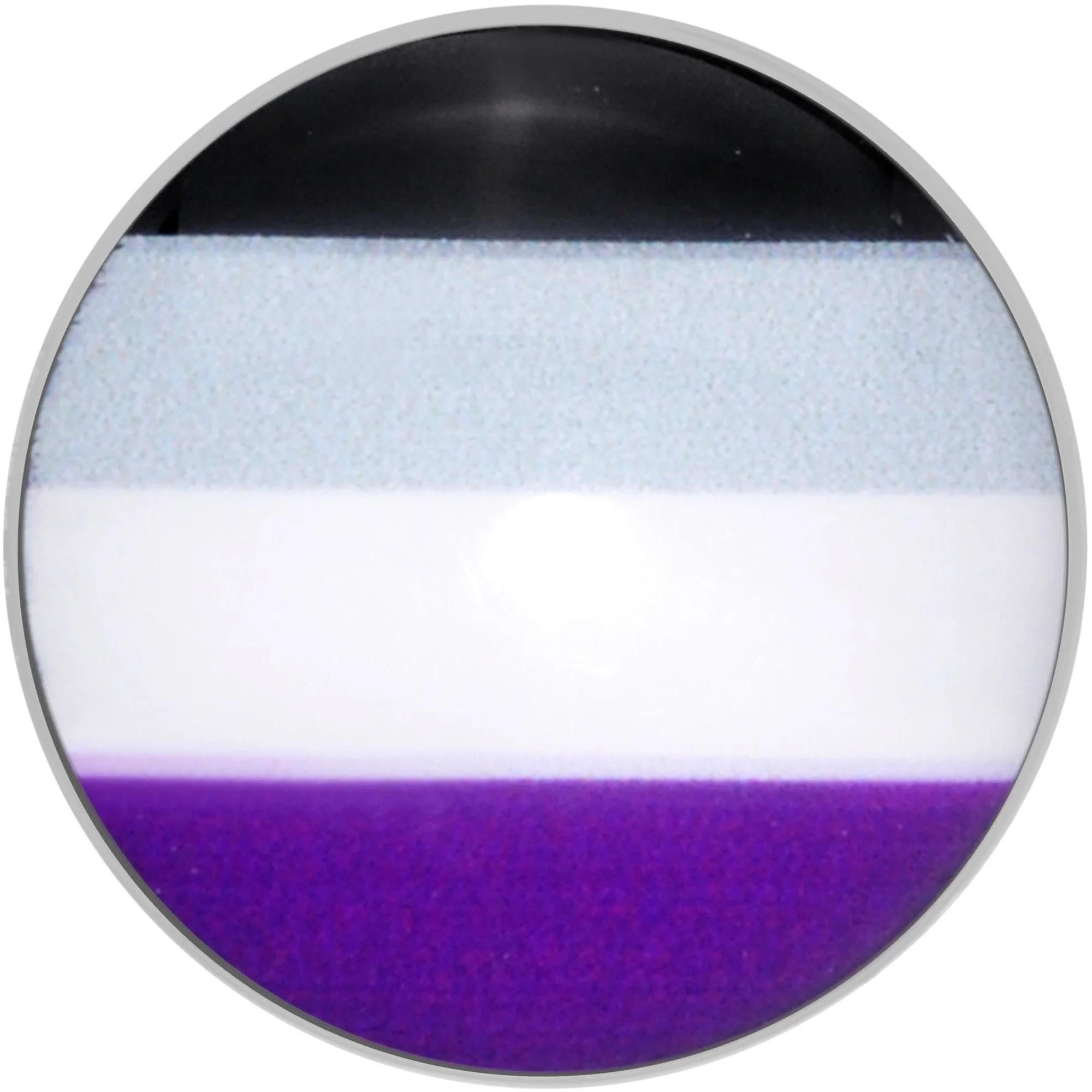 Black Grey White Purple Asexual Pride Flag Barbell Tongue Ring - Image 2