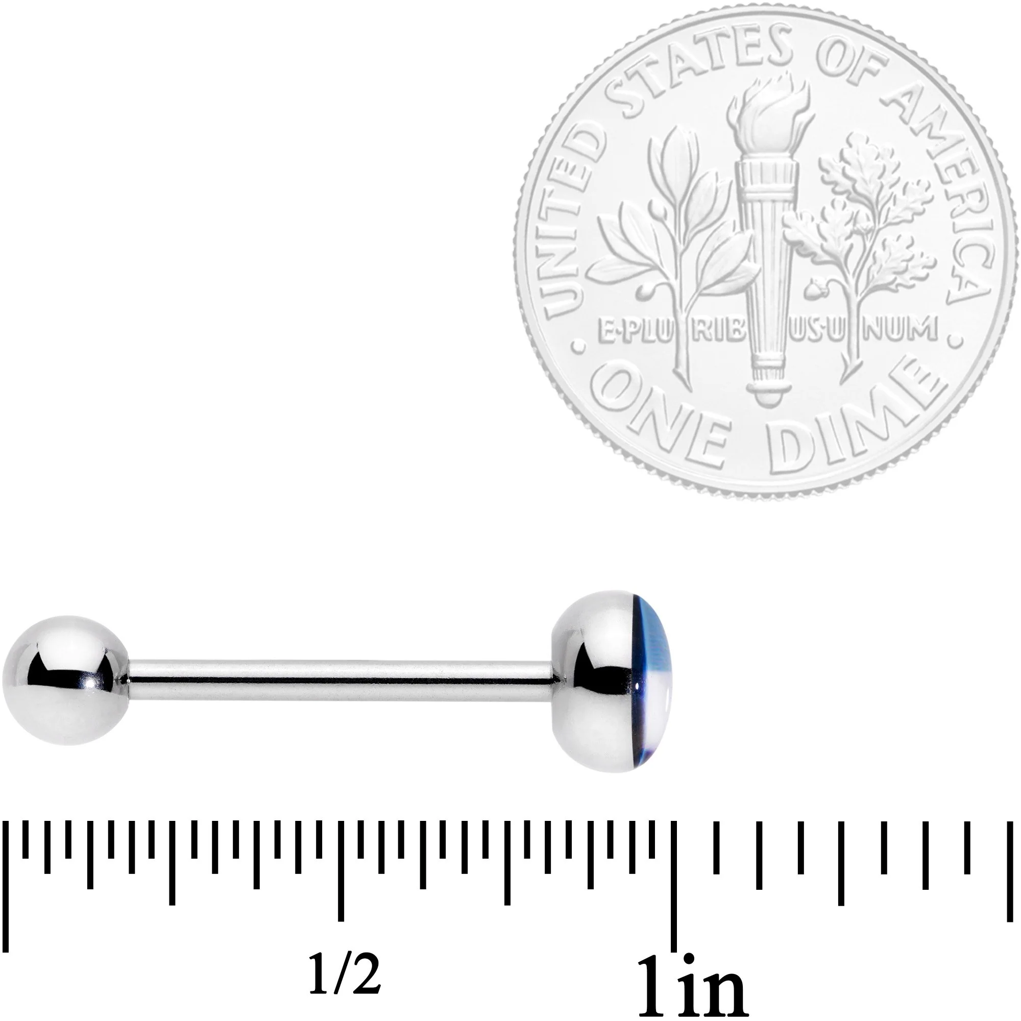 Black Grey White Purple Asexual Pride Flag Barbell Tongue Ring - Image 4