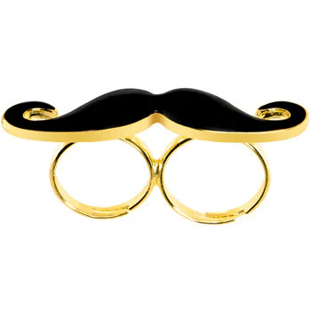 Black Mustache Double Finger Ring - Image 2