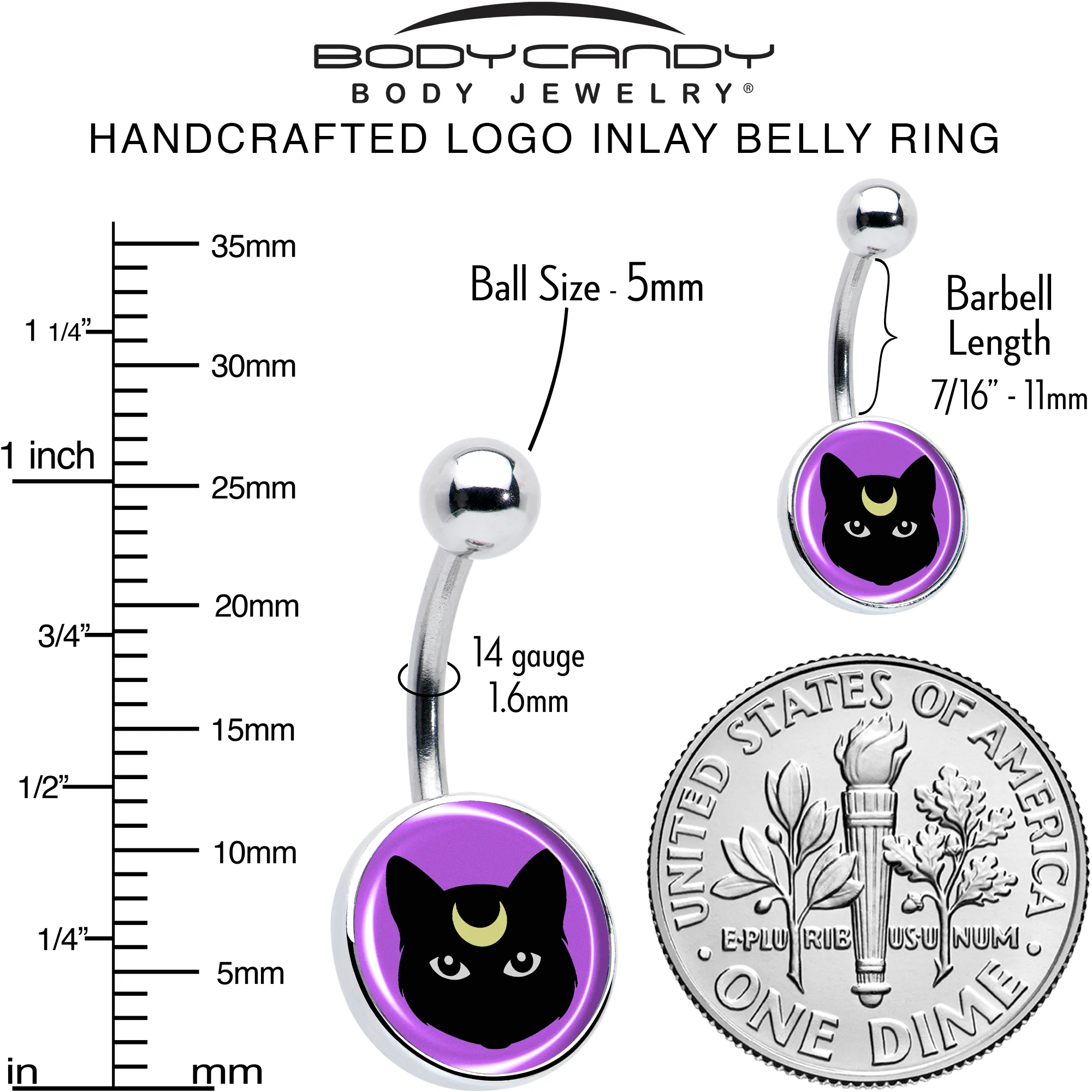 Black Mystic Kitty Cat Belly Ring by Onyx O - Image 6