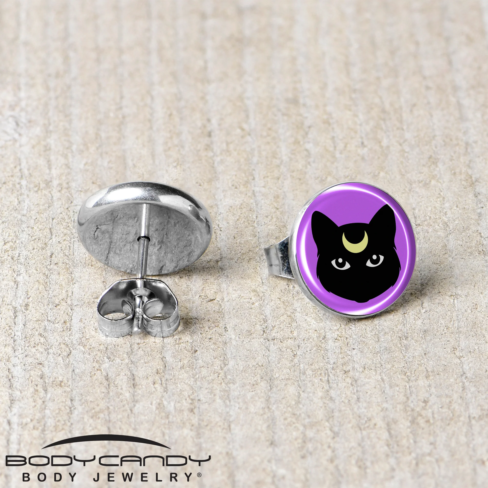 Black Mystic Kitty Cat Stud Earrings by Onyx O - Image 5