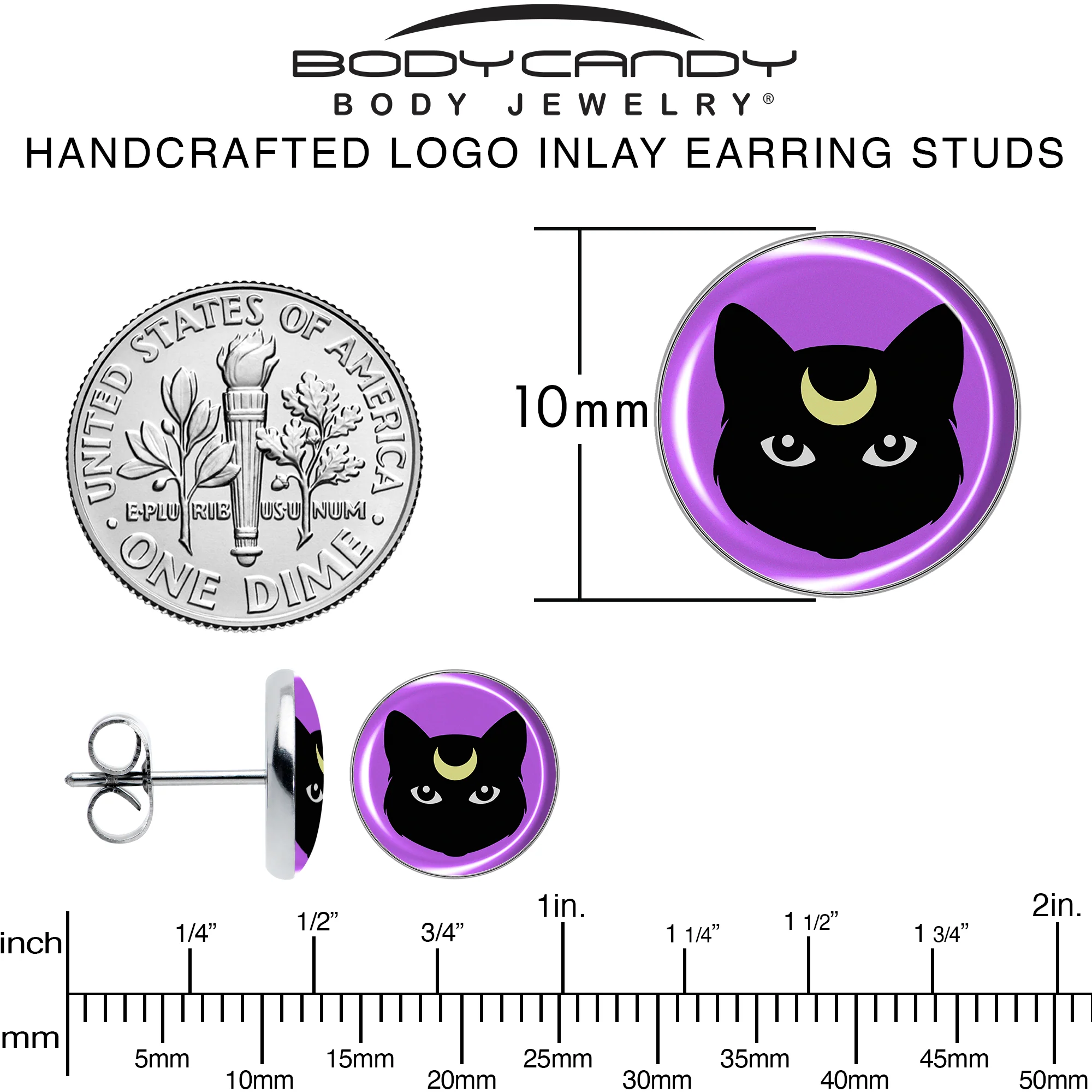 Black Mystic Kitty Cat Stud Earrings by Onyx O - Image 6