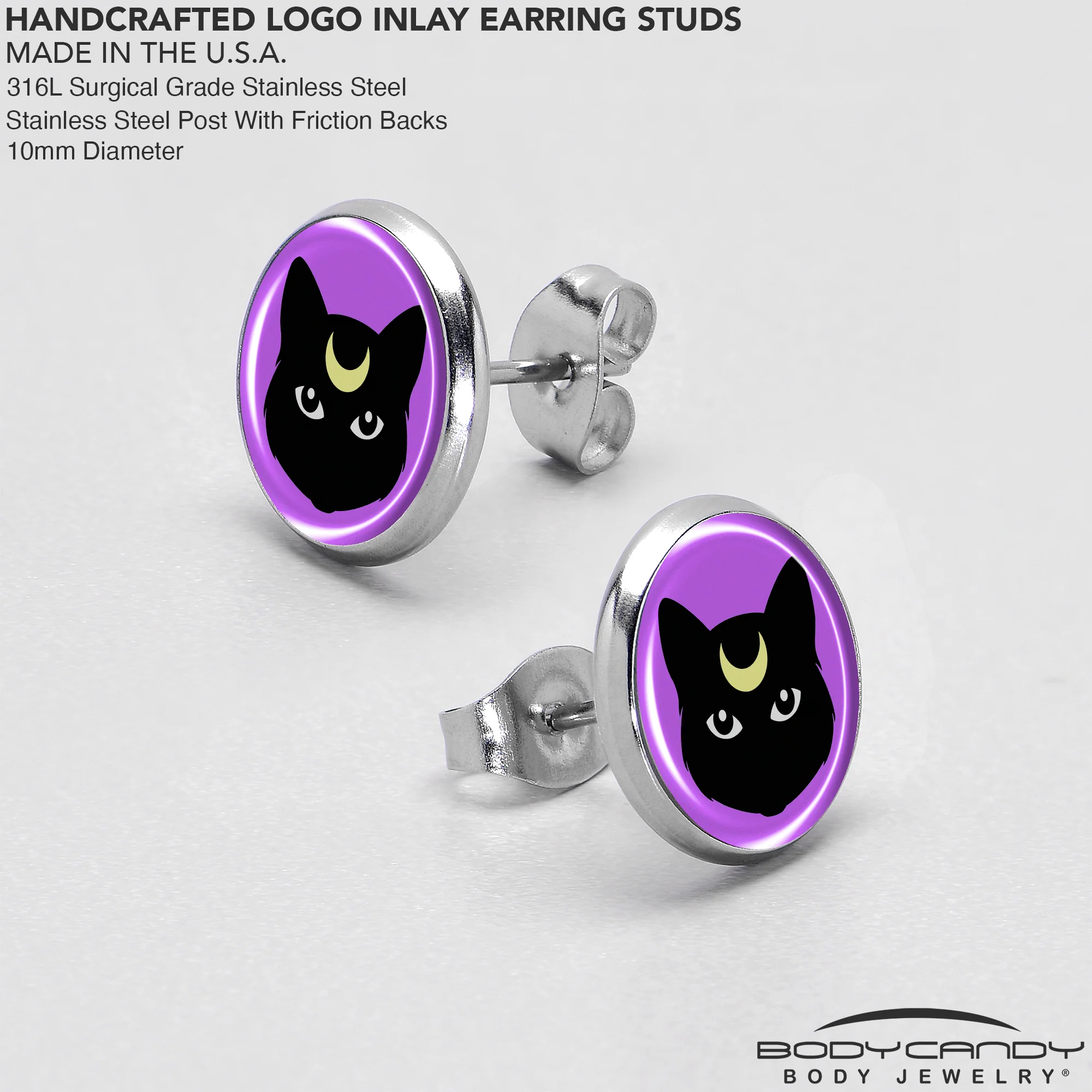 Black Mystic Kitty Cat Stud Earrings by Onyx O - Image 7
