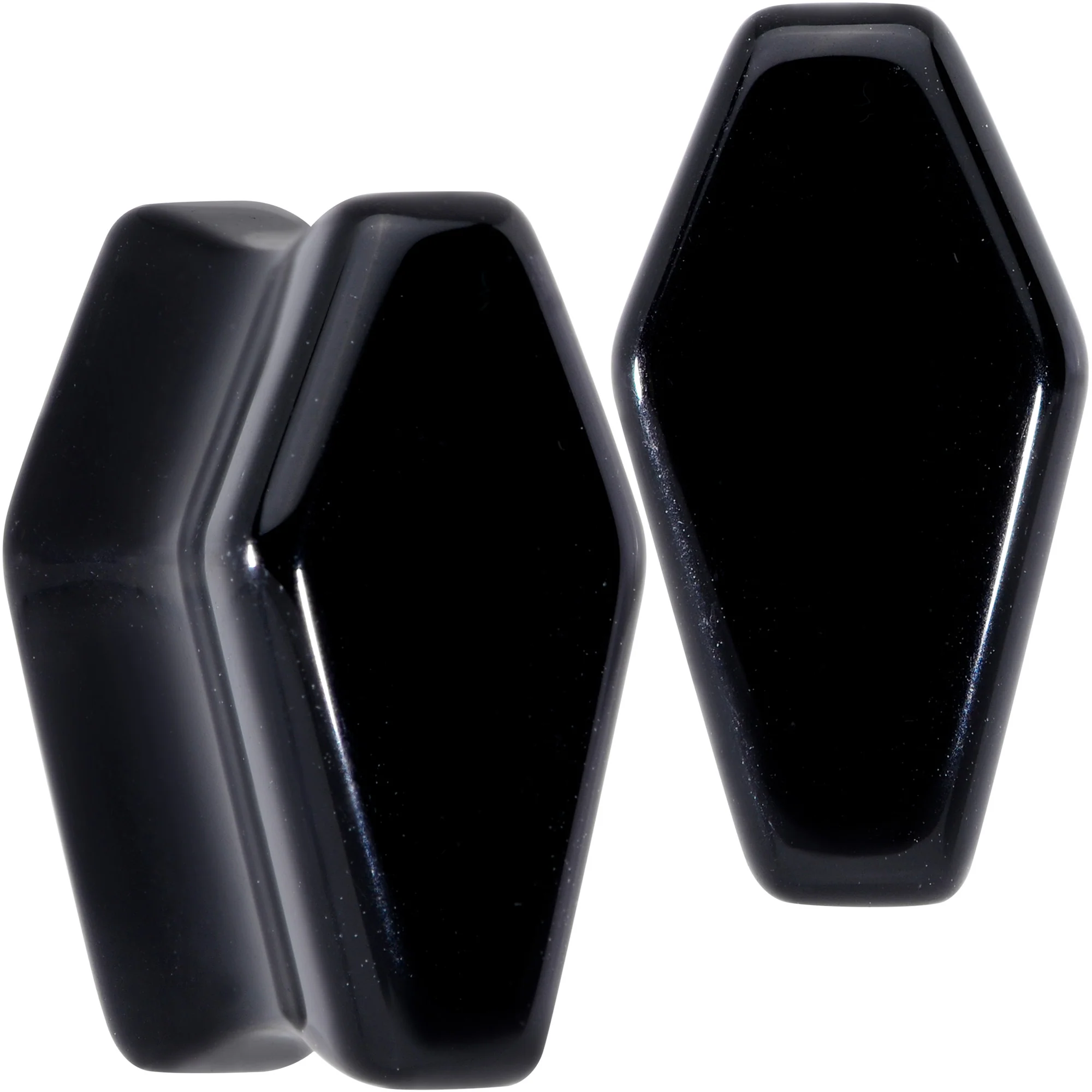 Black Obsidian Coffin Halloween Double Flare Plug Set - Image 10