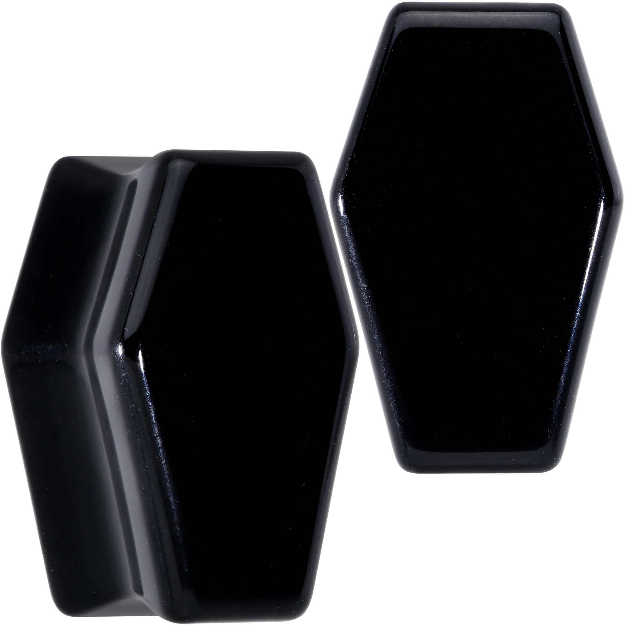 Black Obsidian Coffin Halloween Double Flare Plug Set - Image 12