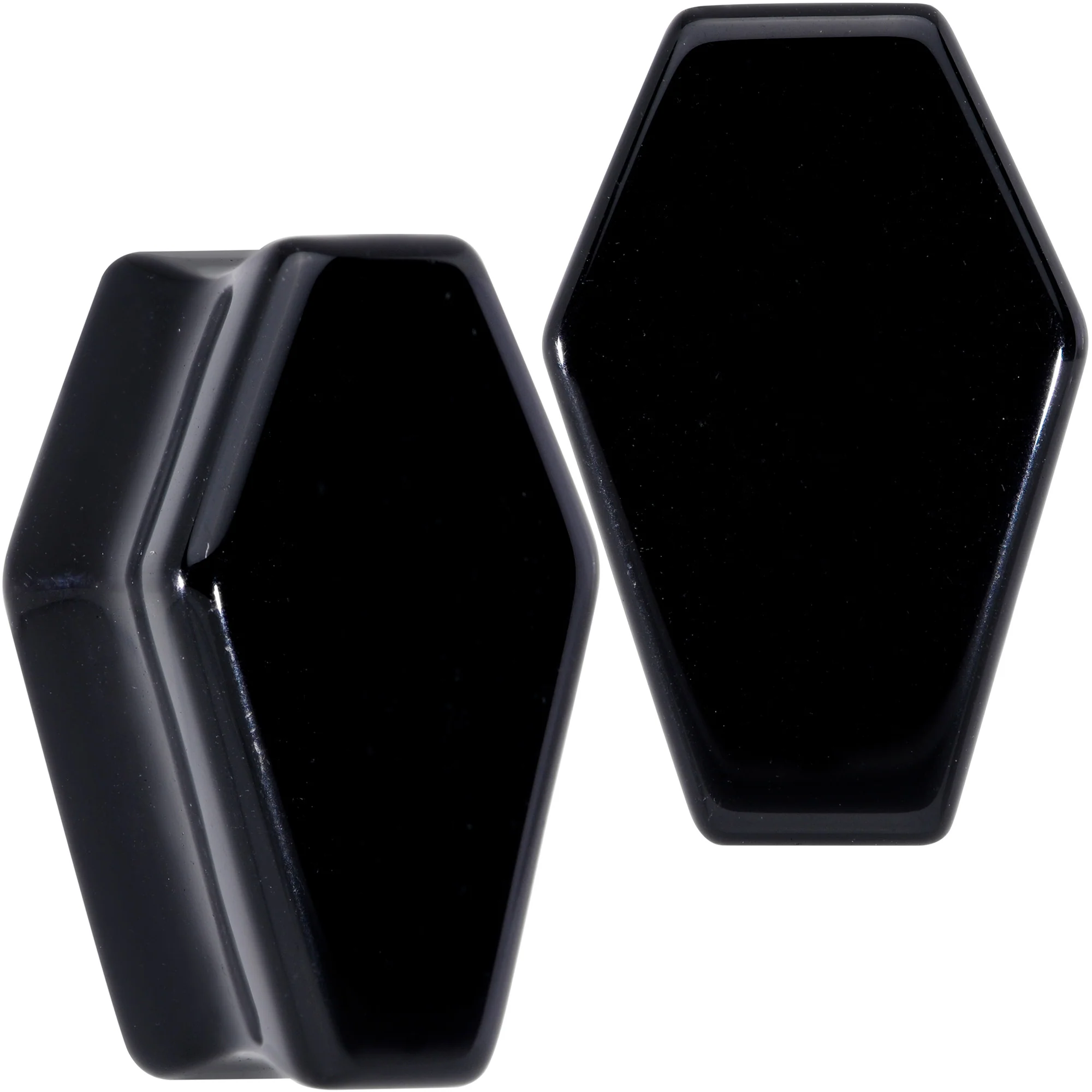 Black Obsidian Coffin Halloween Double Flare Plug Set - Image 13