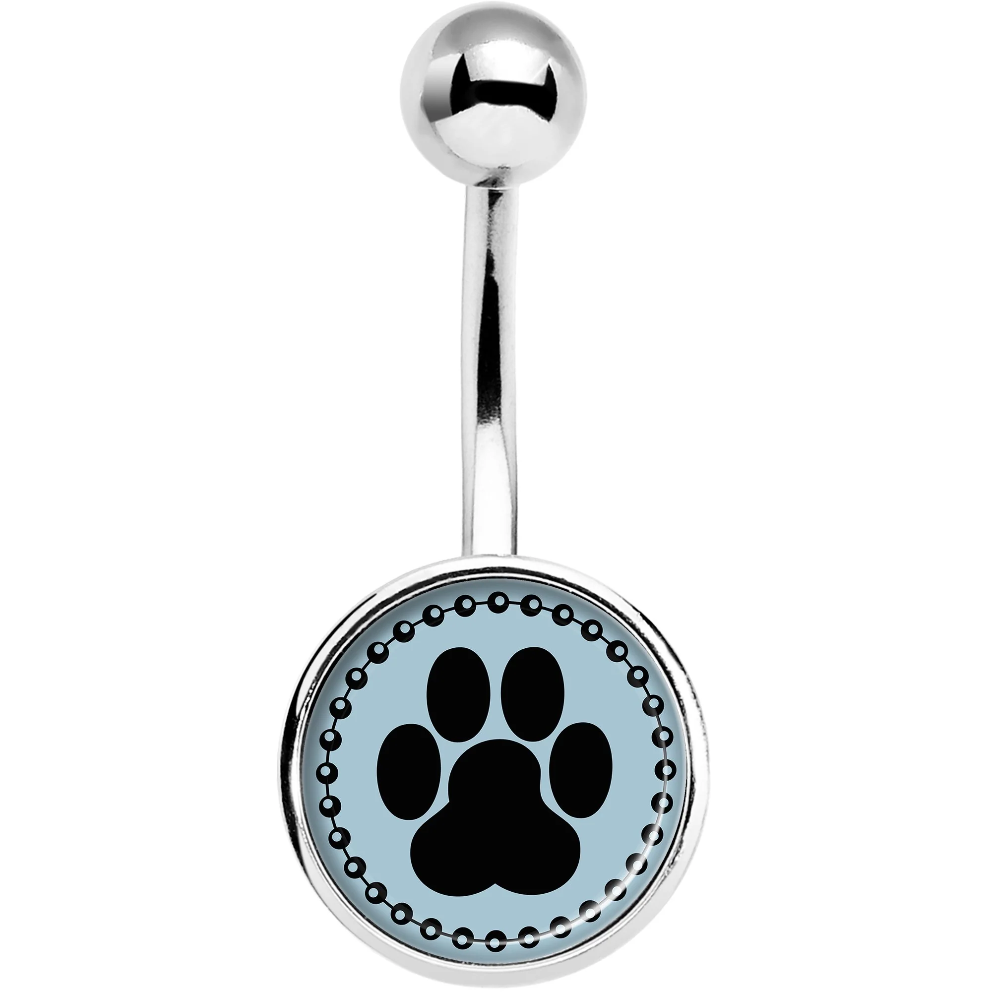 Black on Blue Paw Print Belly Ring - Image 2