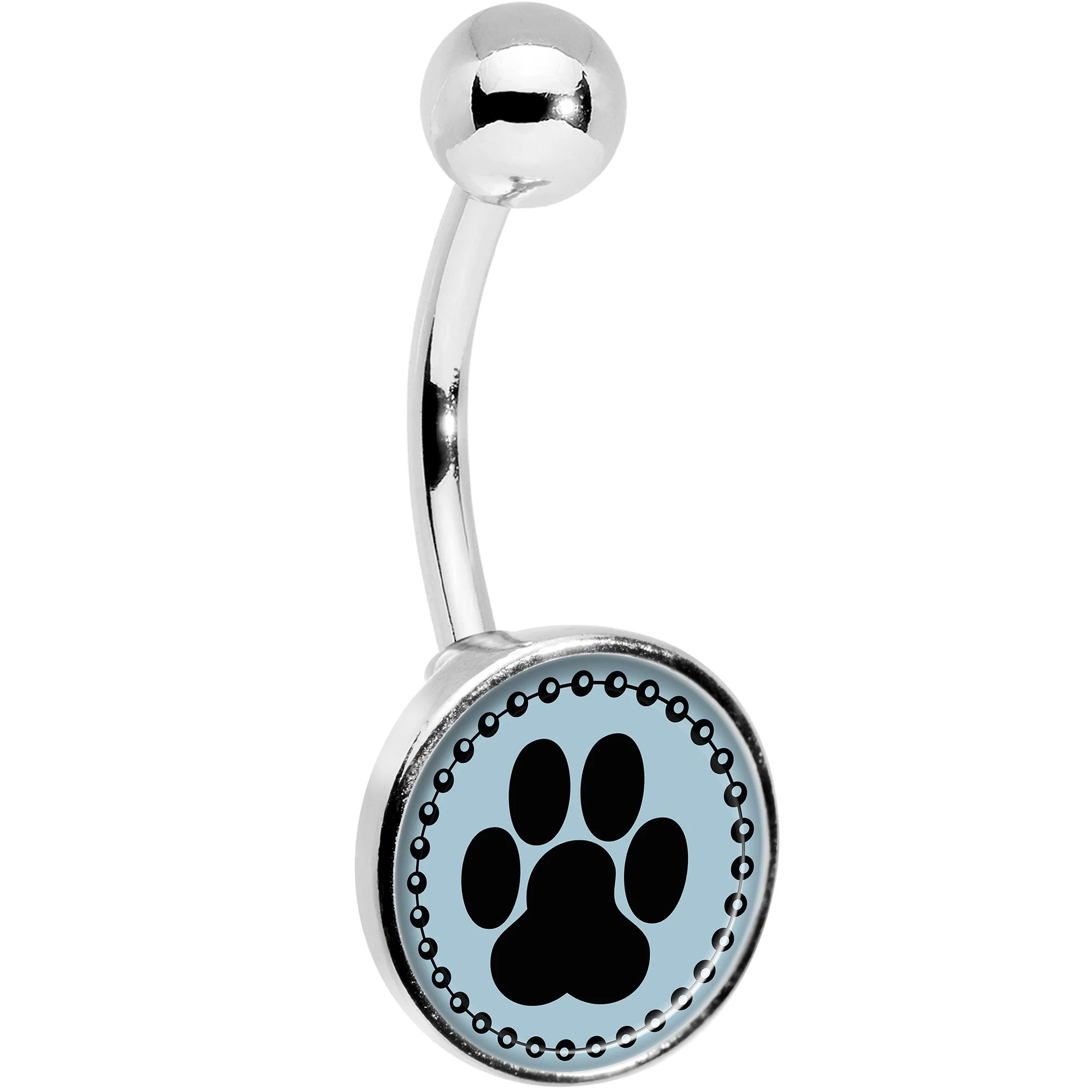 Black on Blue Paw Print Belly Ring - Image 3