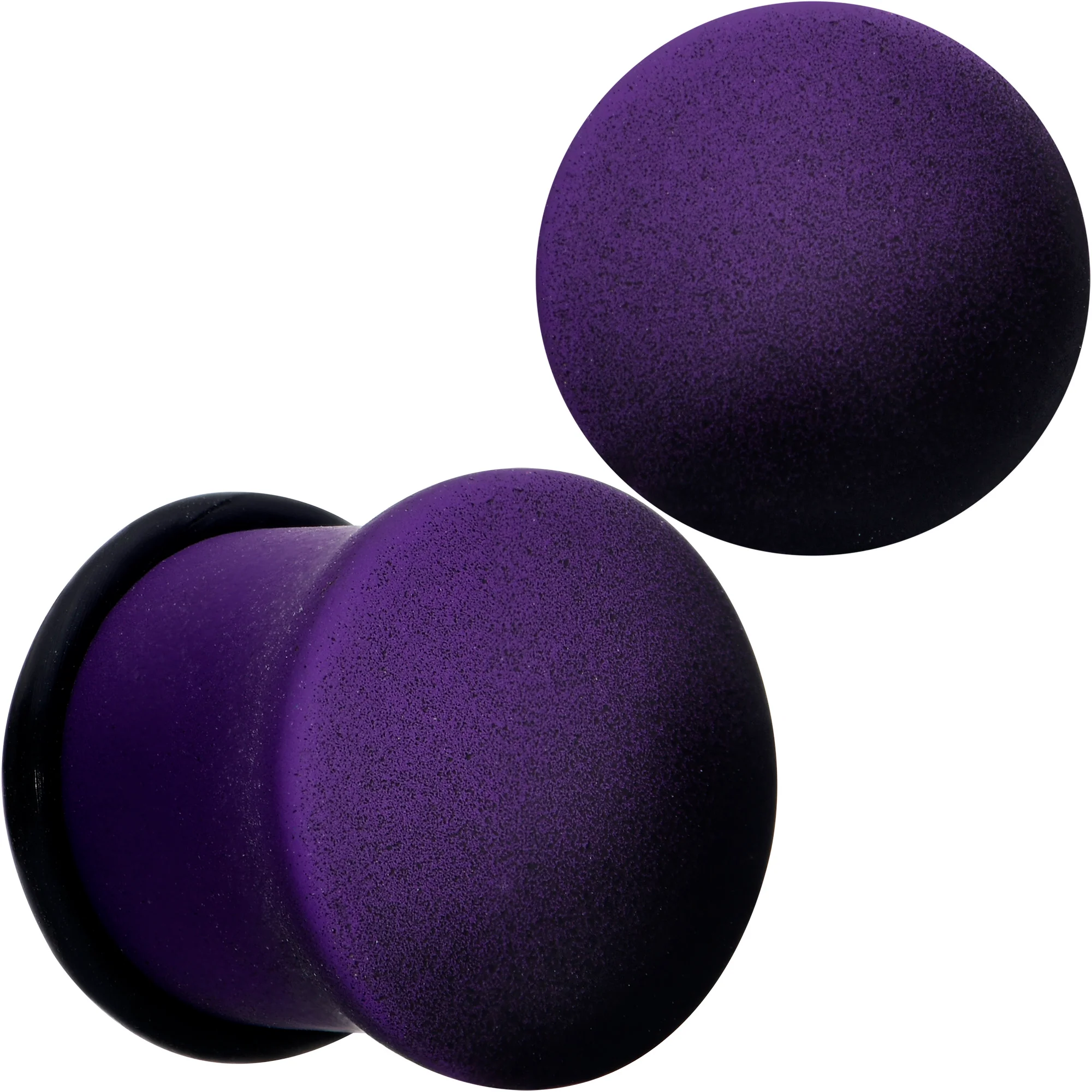 Black Purple Ombre Matte Acrylic Single Flare Plug Set Sizes 2mm-12mm - Image 12