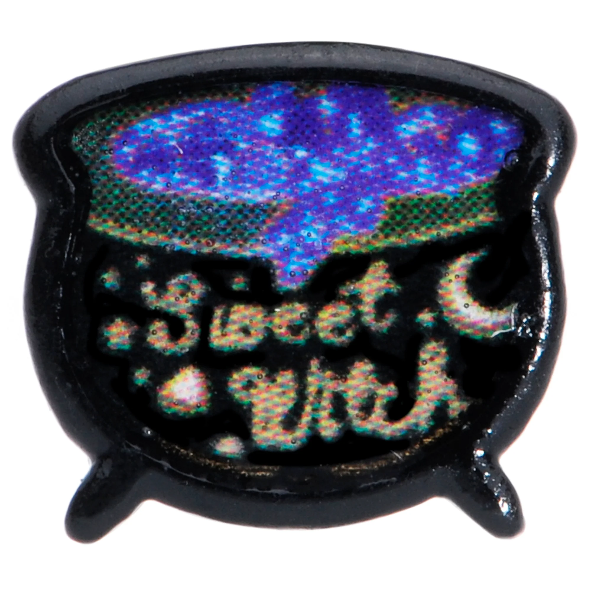 Black Purple Sweet Witch Cauldron Halloween Barbell Tongue Ring - Image 2