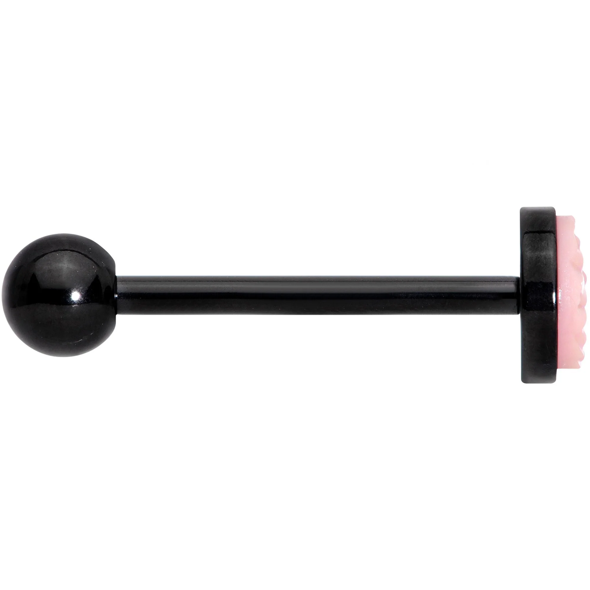 Black PVD Pink Mermaid Scale Barbell Tongue Ring - Image 2