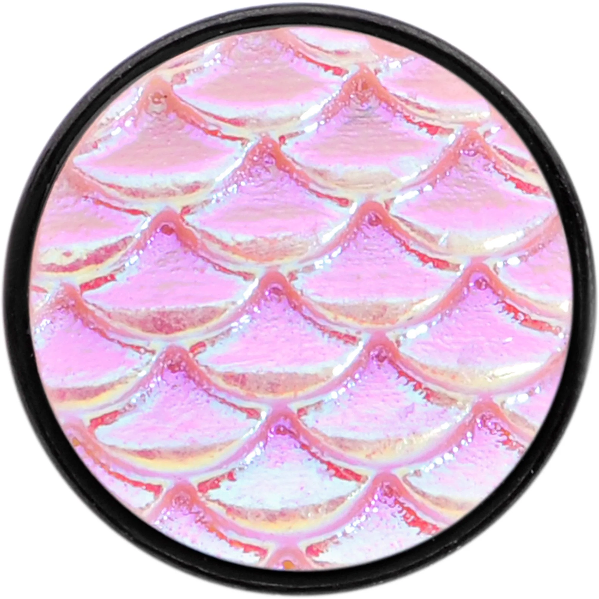 Black PVD Pink Mermaid Scale Barbell Tongue Ring - Image 3