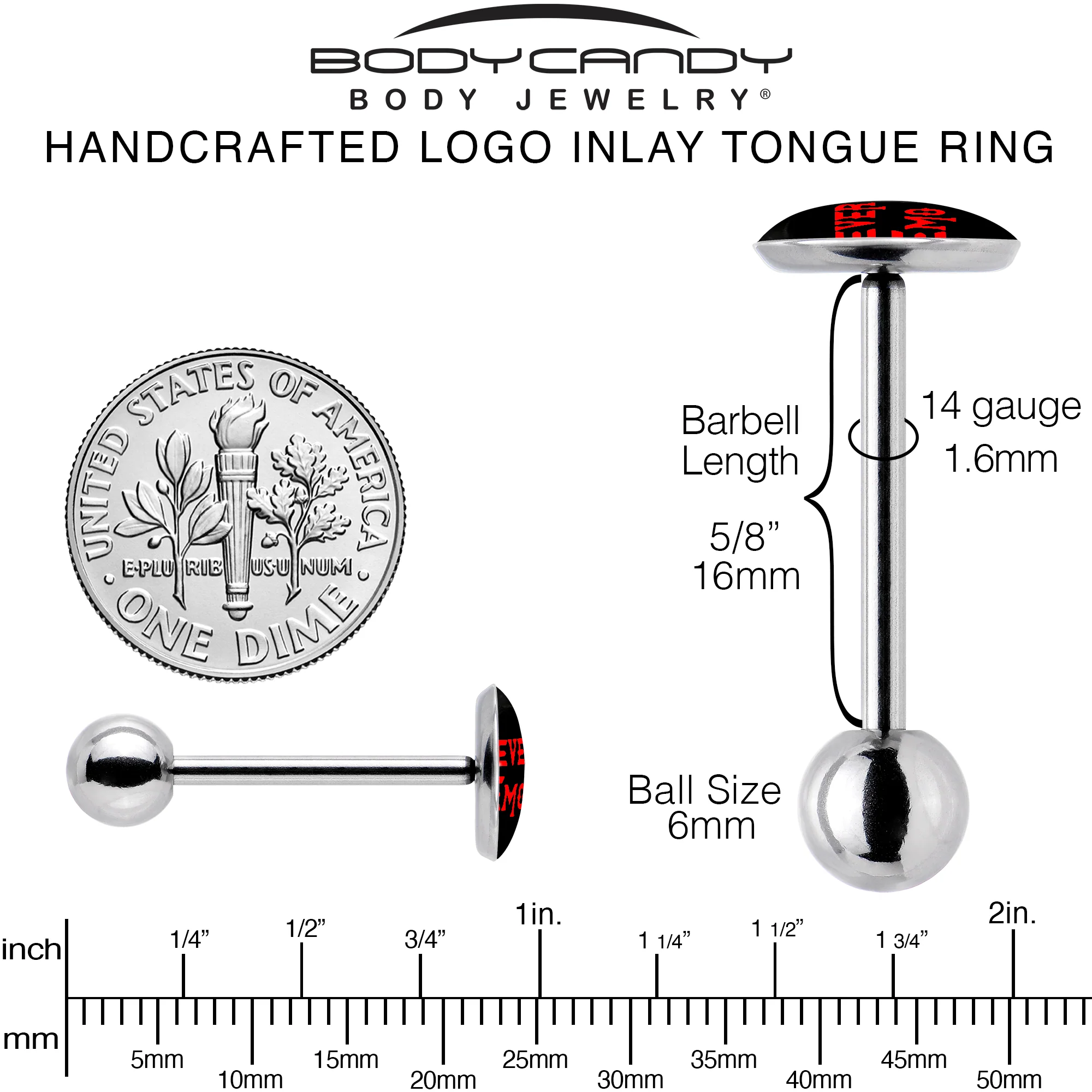 Black Red 4 Ever Emo Barbell Tongue Ring by Onyx O - Image 5