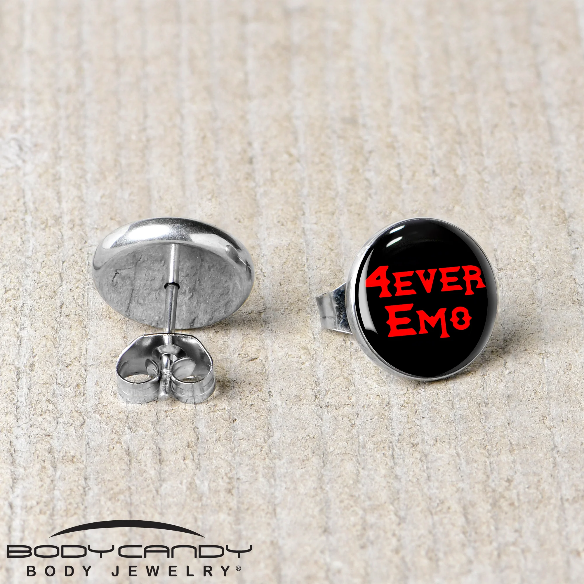 Black Red 4 Ever Emo Stud Earrings by Onyx O - Image 5