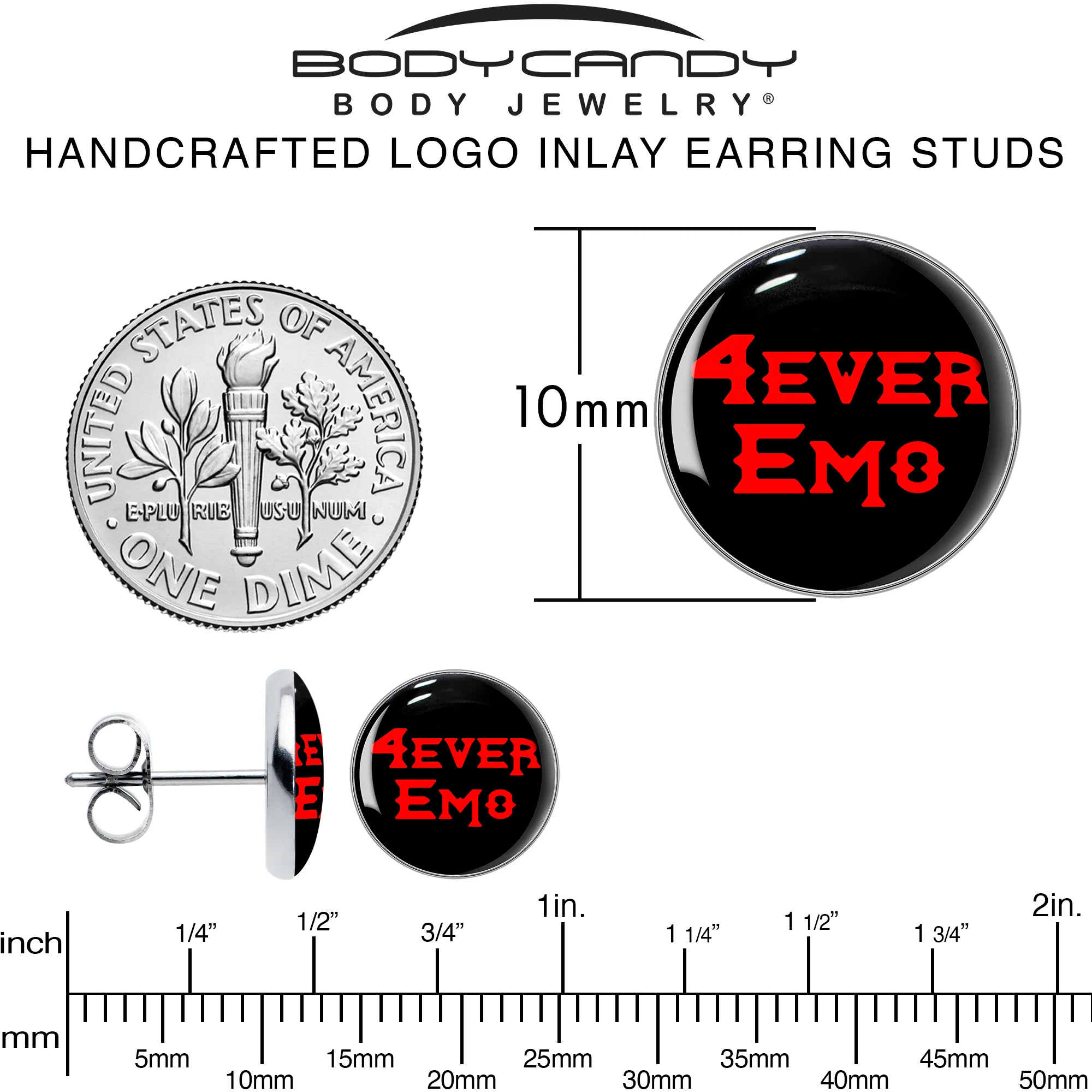 Black Red 4 Ever Emo Stud Earrings by Onyx O - Image 6