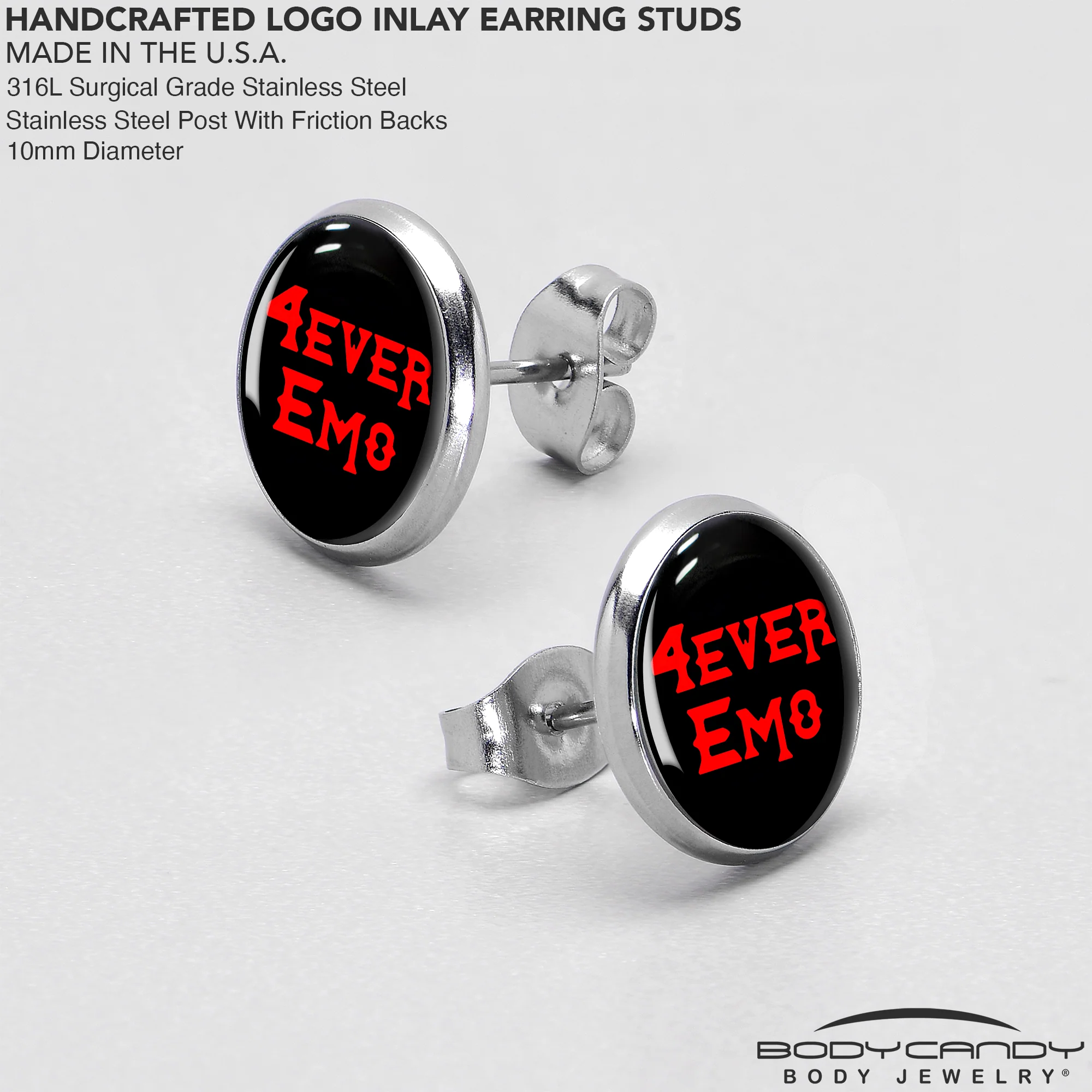 Black Red 4 Ever Emo Stud Earrings by Onyx O - Image 7