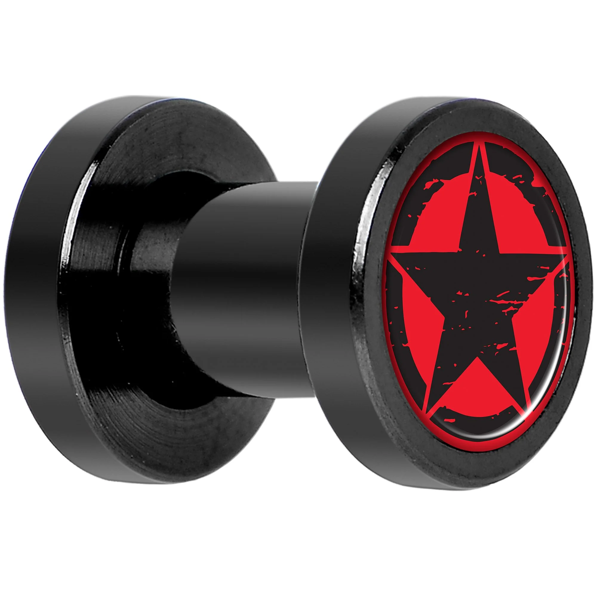 Black Red Distressed Star Black Anodized Screw Fit Plug Set 4G - Image 2