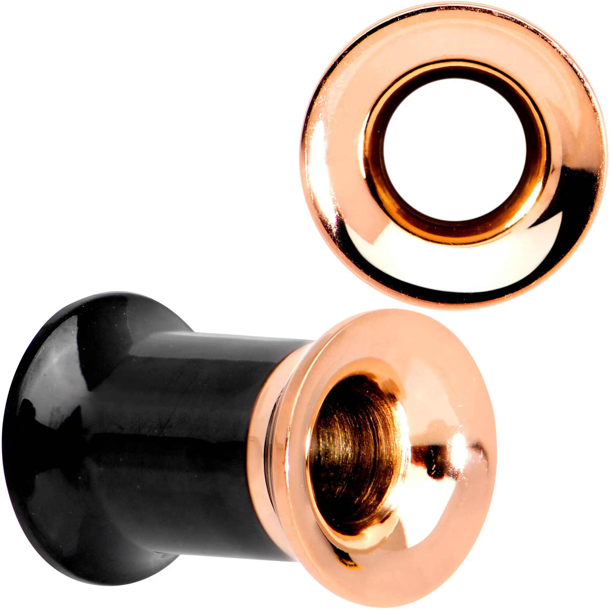 Black Rose Gold PVD Two Tone Screw Fit Tunnel Plug Set 3mm to 16mm - Image 10