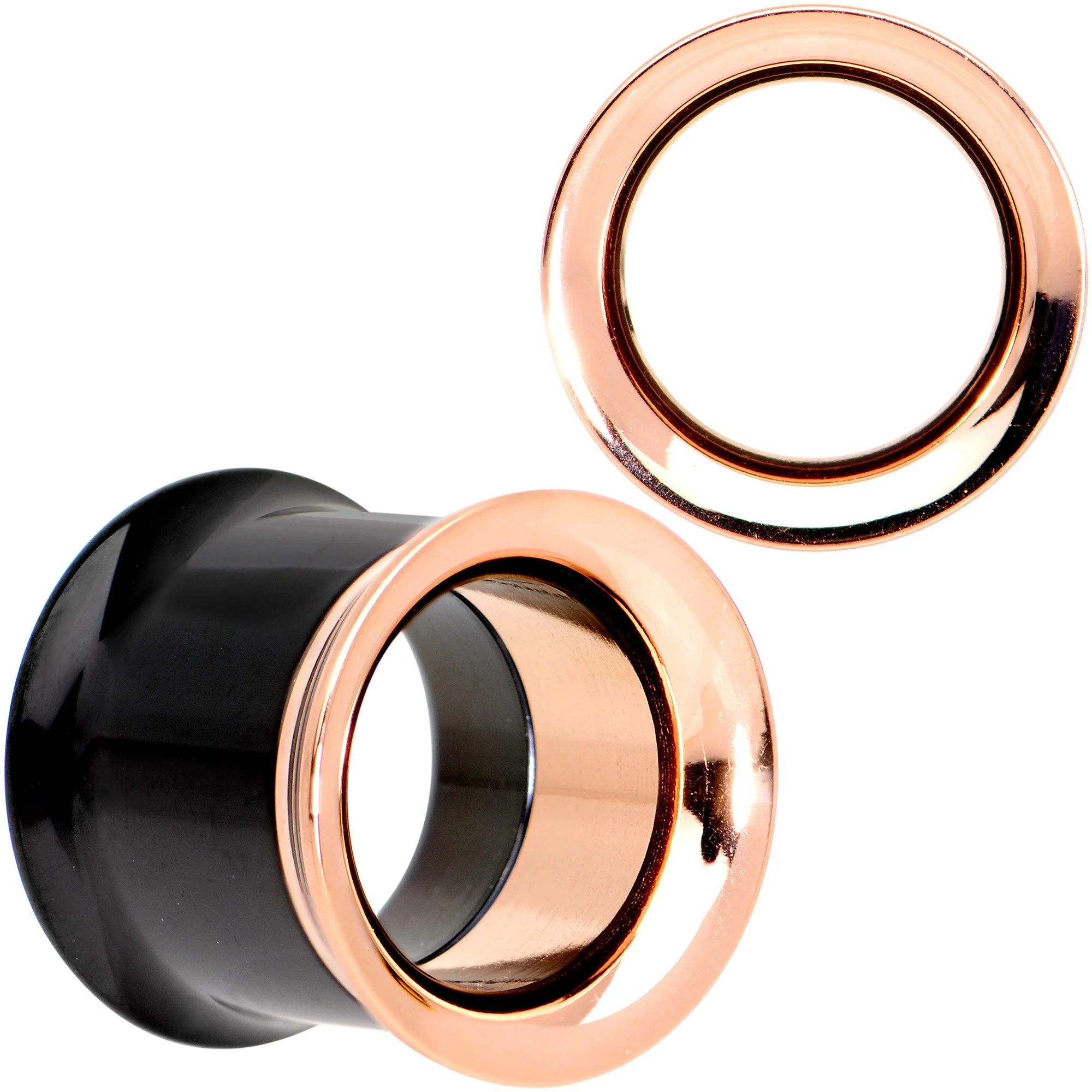 Black Rose Gold PVD Two Tone Screw Fit Tunnel Plug Set 3mm to 16mm - Image 11