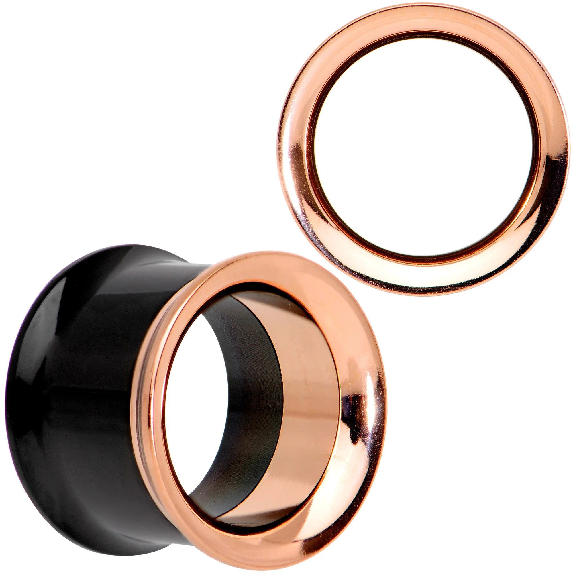 Black Rose Gold PVD Two Tone Screw Fit Tunnel Plug Set 3mm to 16mm - Image 13