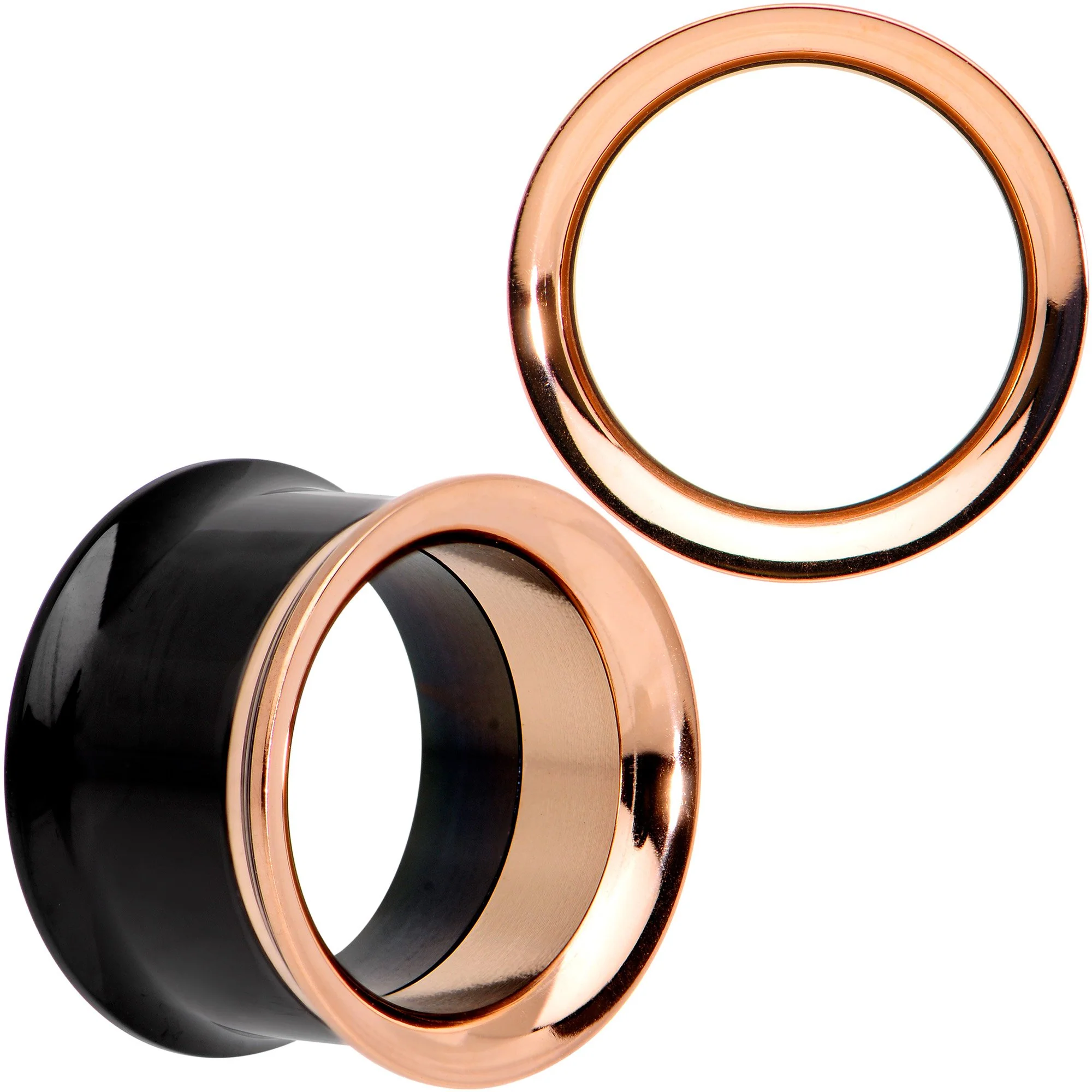 Black Rose Gold PVD Two Tone Screw Fit Tunnel Plug Set 3mm to 16mm - Image 14