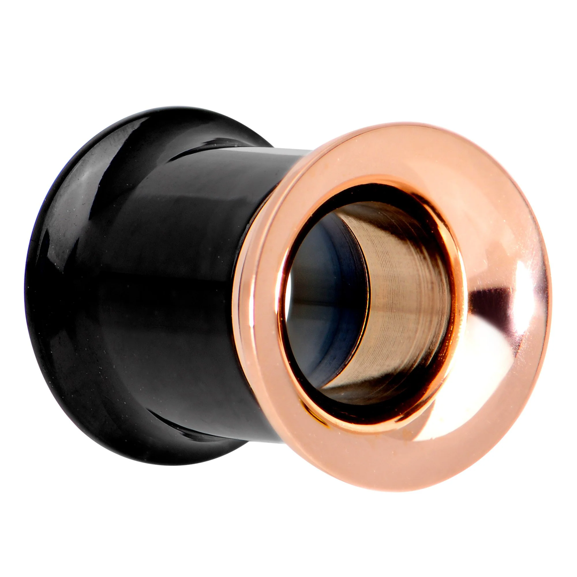 Black Rose Gold PVD Two Tone Screw Fit Tunnel Plug Set 3mm to 16mm - Image 2
