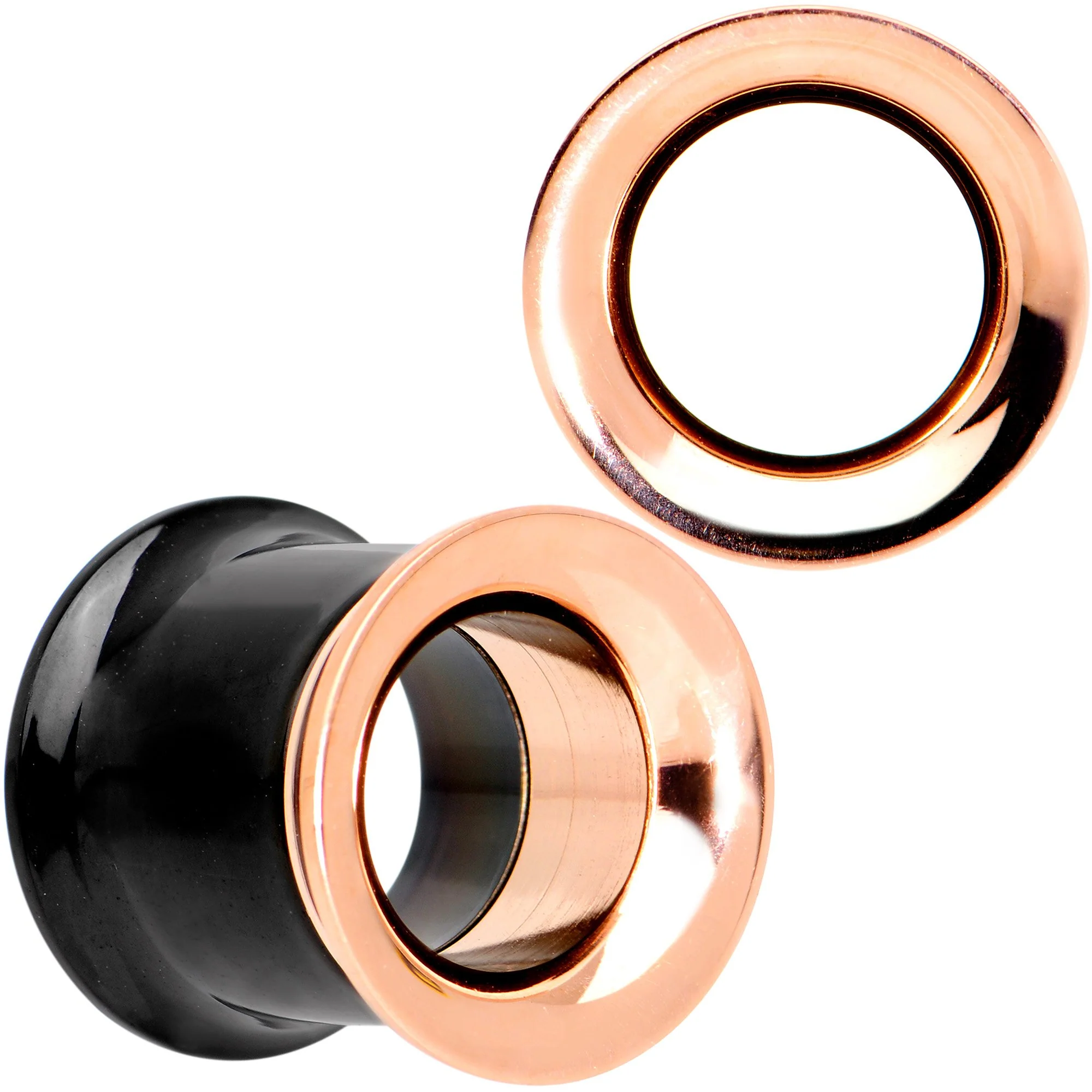 Black Rose Gold PVD Two Tone Screw Fit Tunnel Plug Set 3mm to 16mm - Image 6