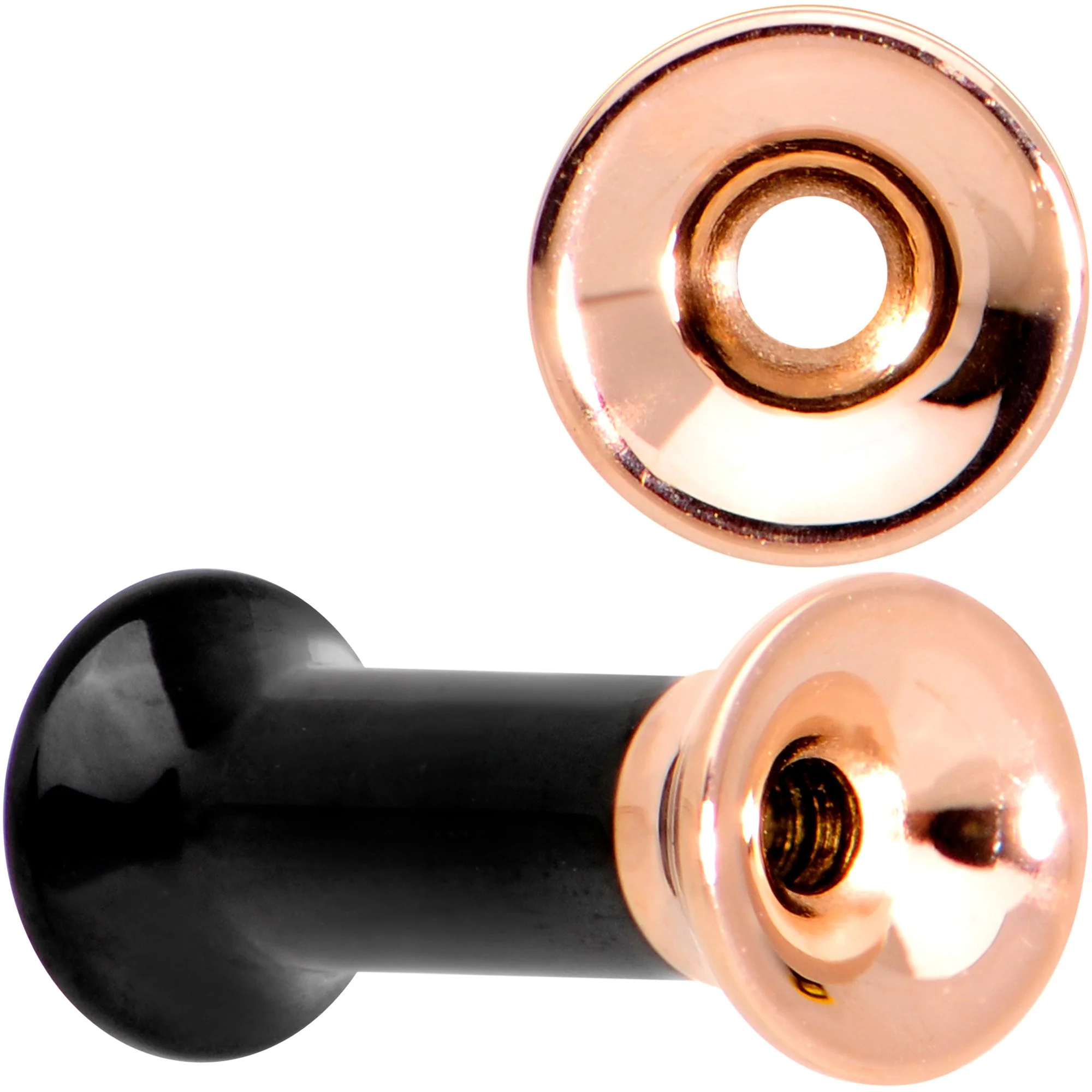 Black Rose Gold PVD Two Tone Screw Fit Tunnel Plug Set 3mm to 16mm - Image 7