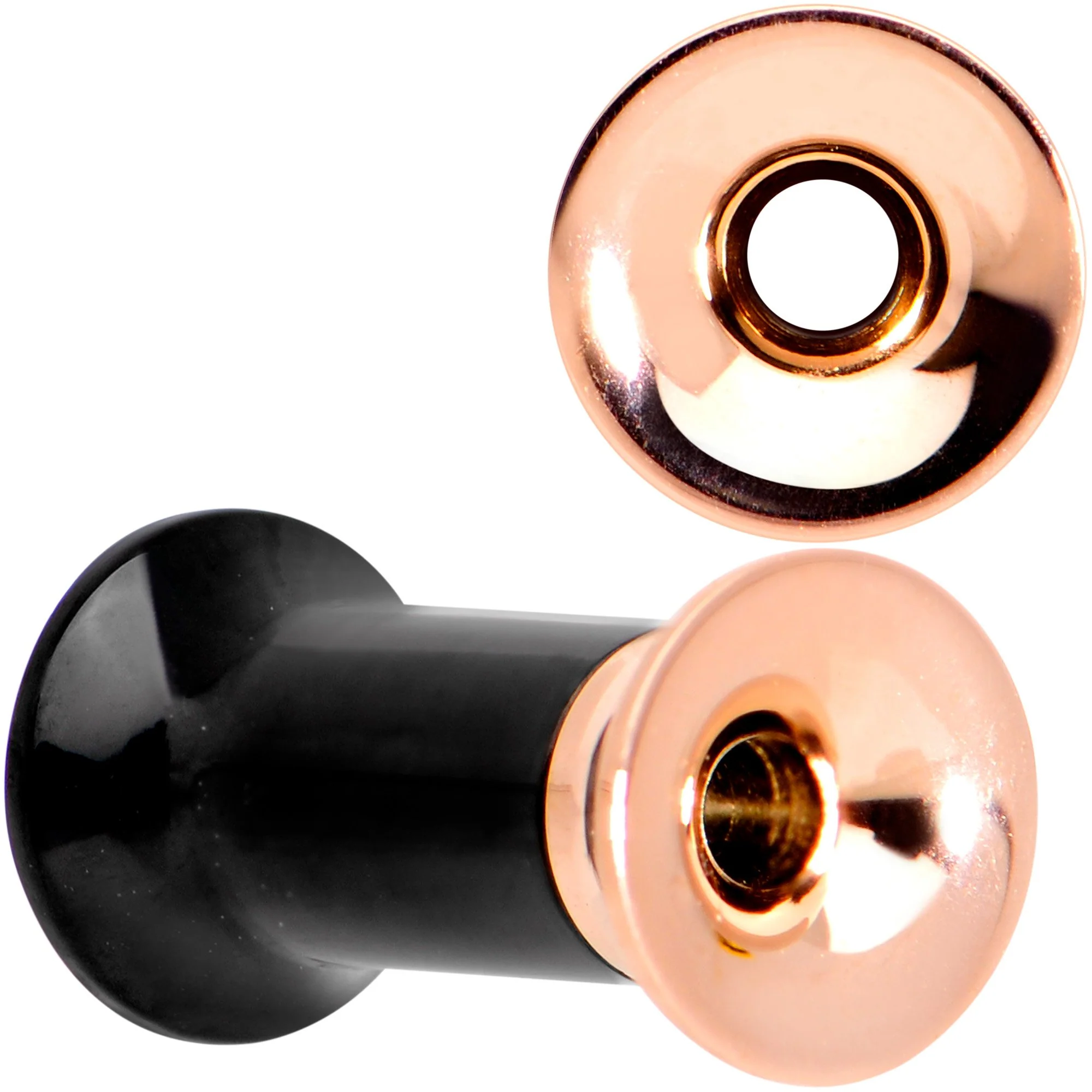 Black Rose Gold PVD Two Tone Screw Fit Tunnel Plug Set 3mm to 16mm - Image 8