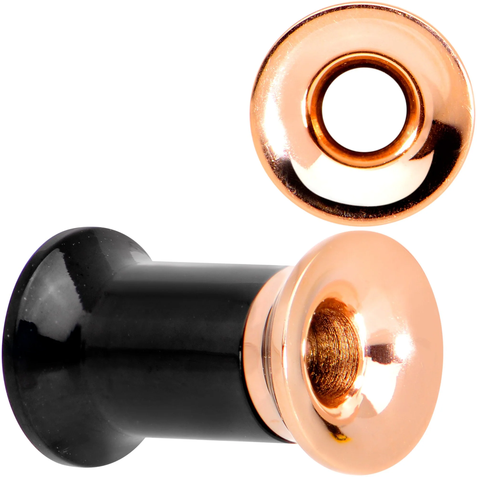 Black Rose Gold PVD Two Tone Screw Fit Tunnel Plug Set 3mm to 16mm - Image 9