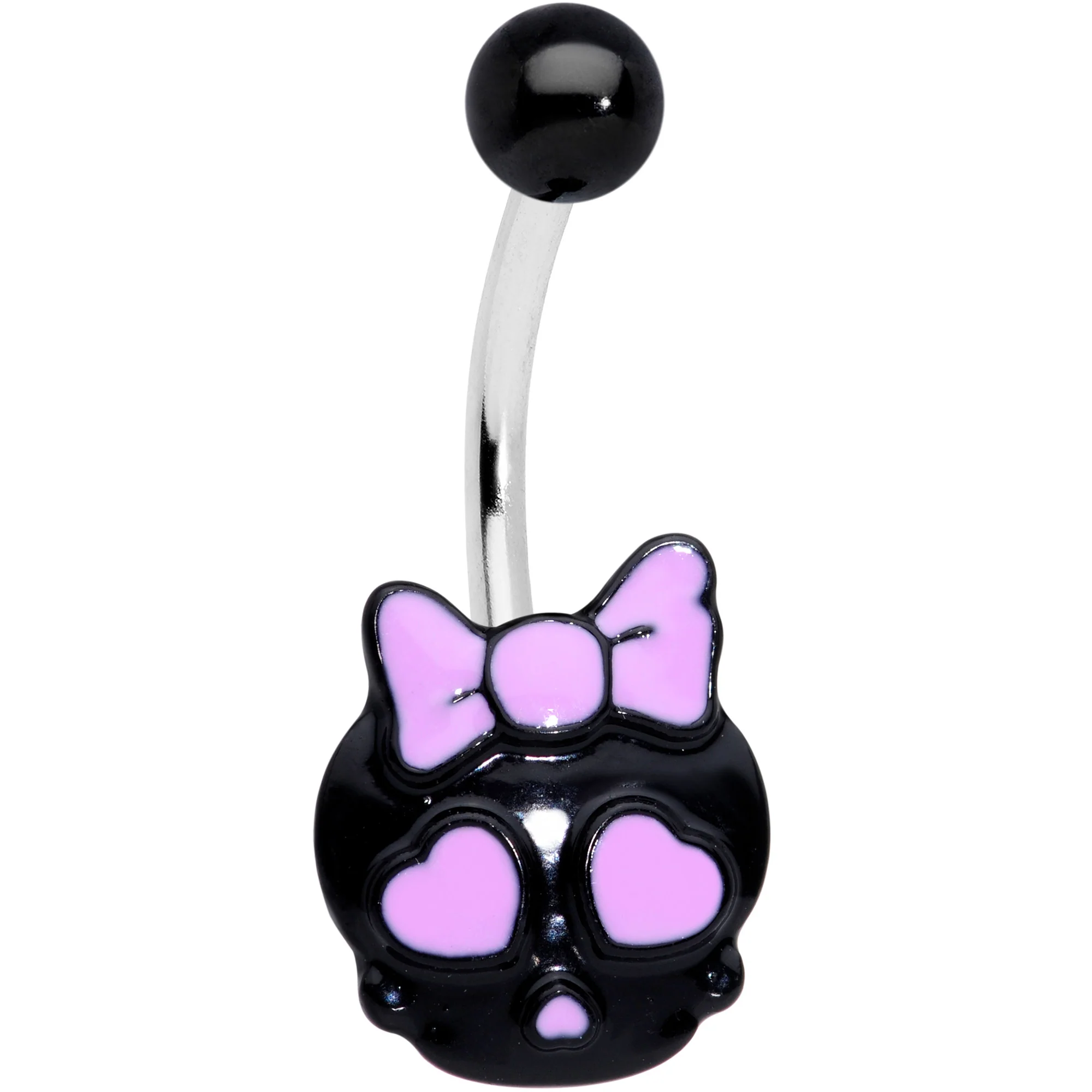 Black Skull Heart Pink Faux Opal Halloween Belly Ring Set of 4 - Image 2