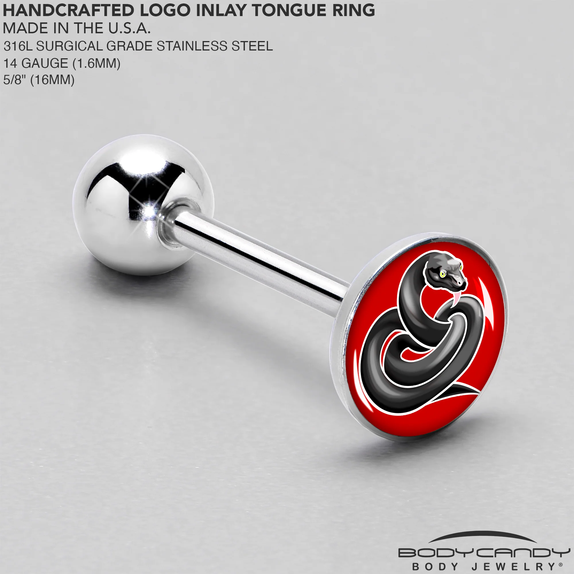Black Snake Barbell Tongue Ring by Onyx O - Image 4