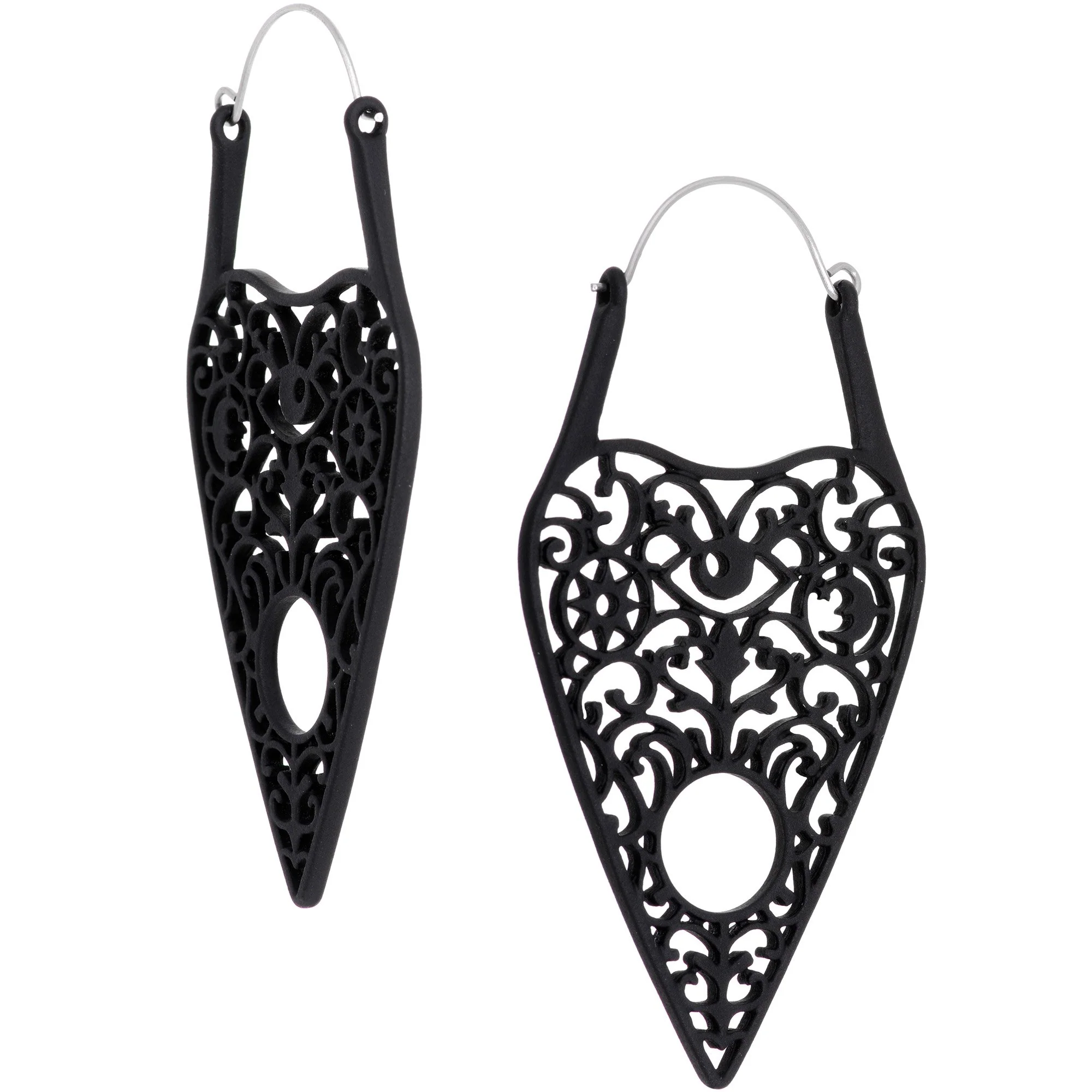 Black Spirit of Halloween Planchette Tunnel Plug Earrings - Image 3