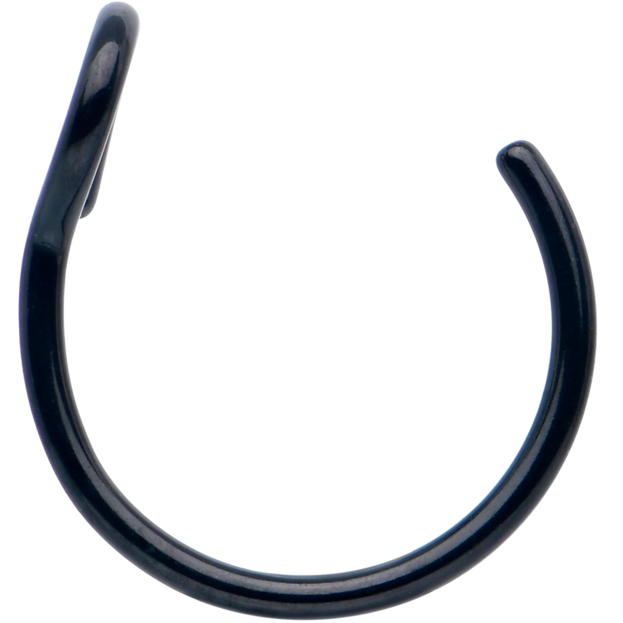 Black Stainless Steel Clip on Hoop Fake Nose Ring - Image 2
