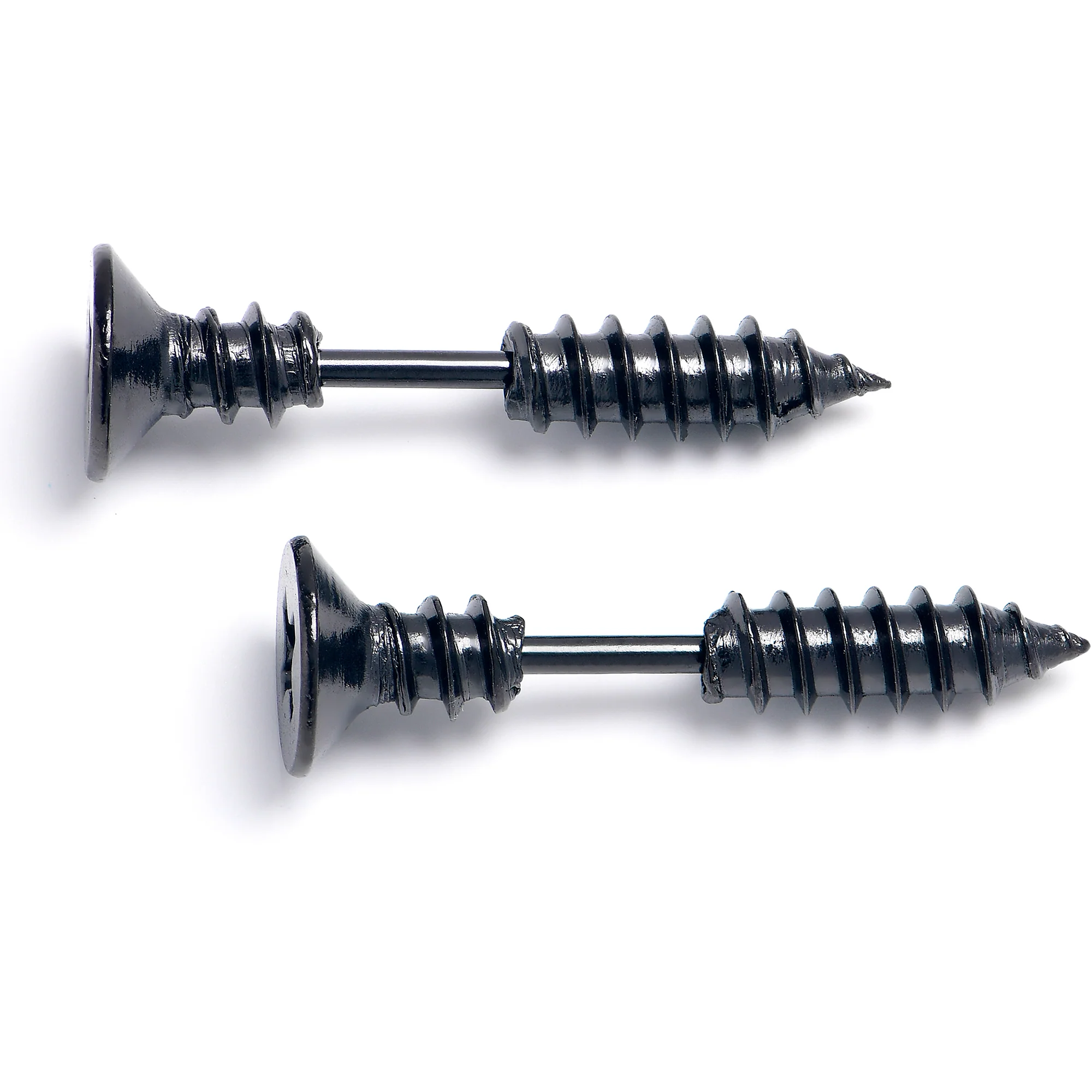 Black Stainless Steel Screw Stud Earrings Cheater Plug Set - Image 2