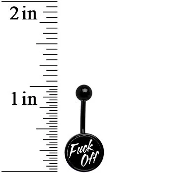 Black Titanium F*ck Off Belly Ring - Image 3