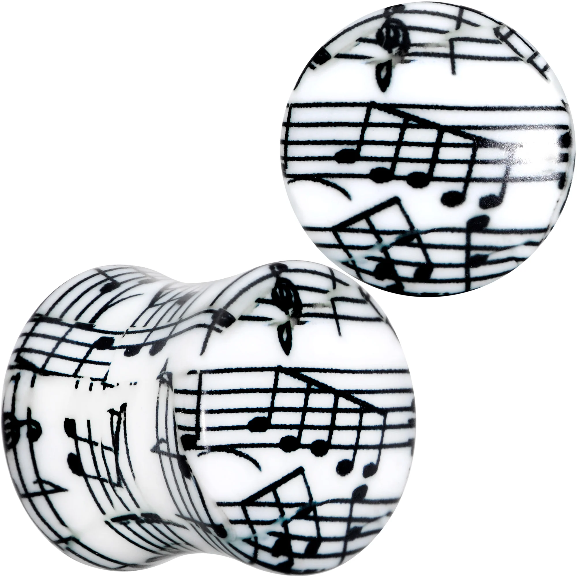 Black White Acrylic Music Notes Double Flare Plug Set - Image 11
