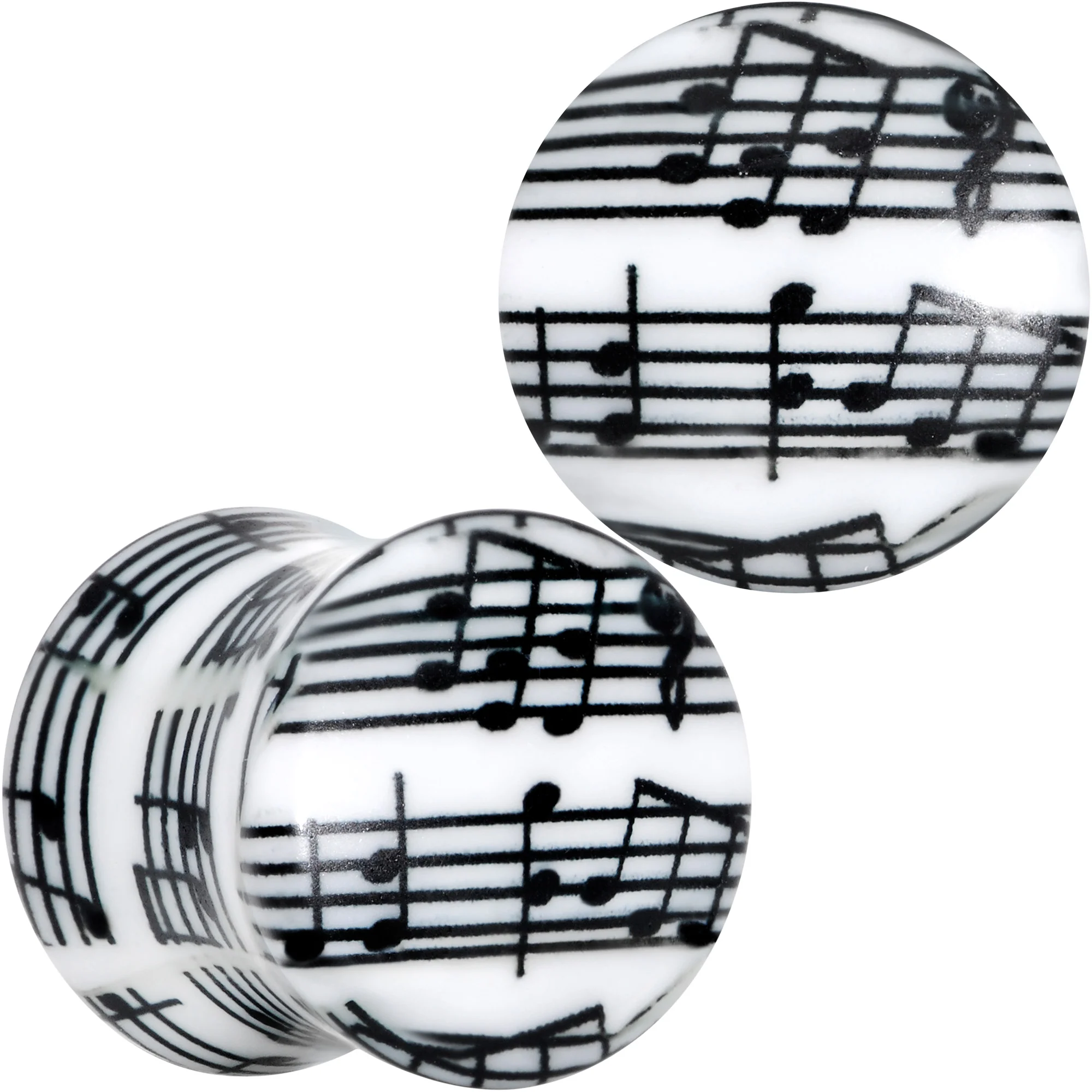 Black White Acrylic Music Notes Double Flare Plug Set - Image 12