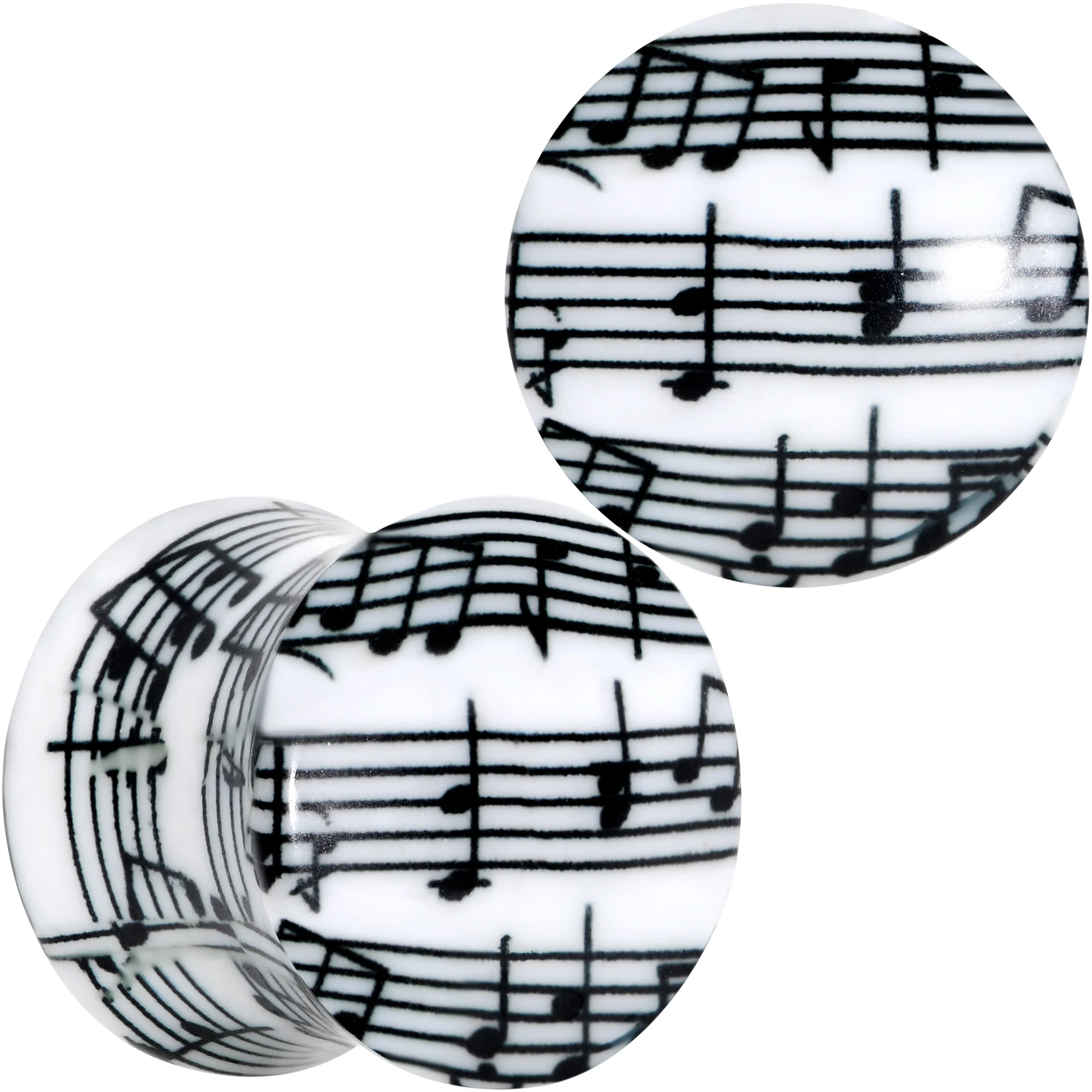 Black White Acrylic Music Notes Double Flare Plug Set - Image 13