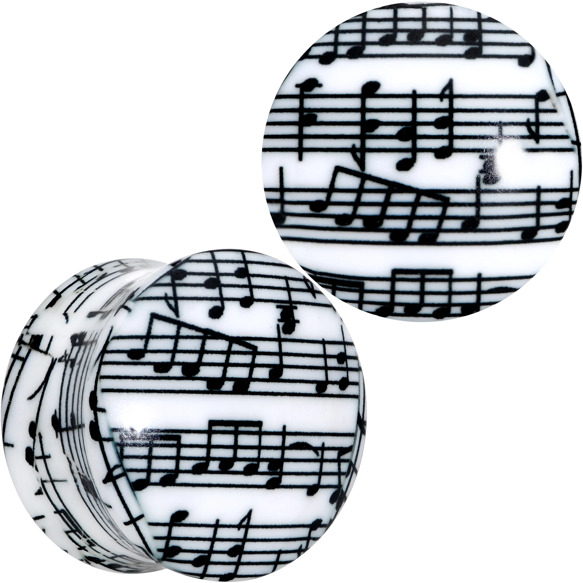Black White Acrylic Music Notes Double Flare Plug Set - Image 15